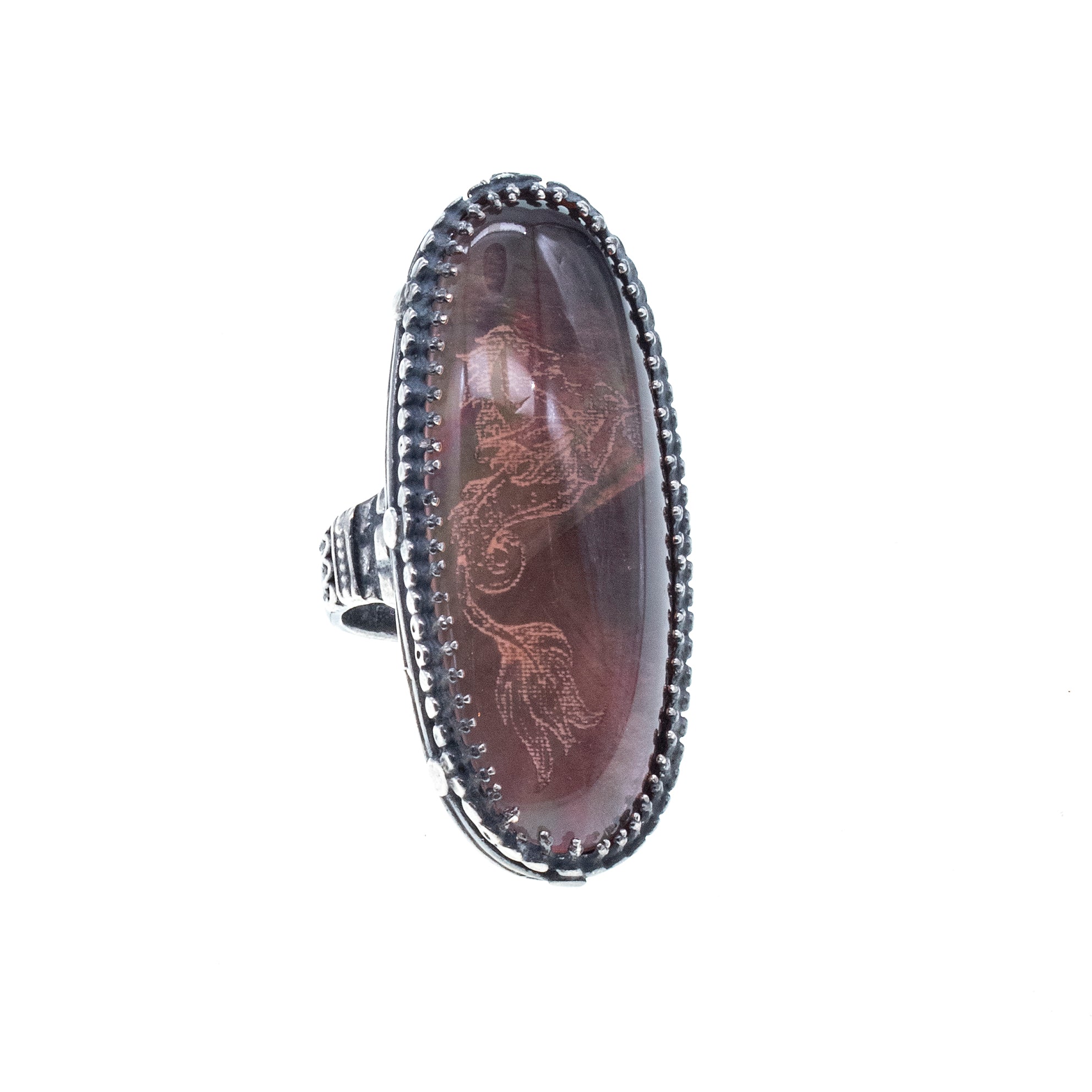 Hippocampus Engraved Statement Ring – Sterling Silver – Gem Kingdom