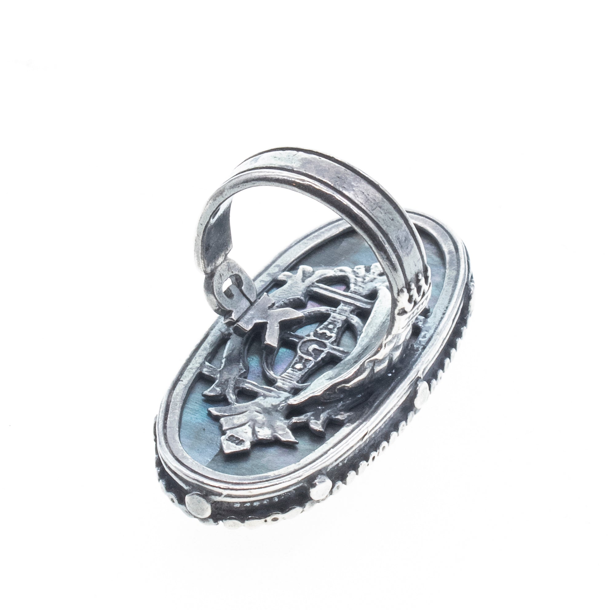 Hippocampus Engraved Statement Ring – Sterling Silver – Gem Kingdom