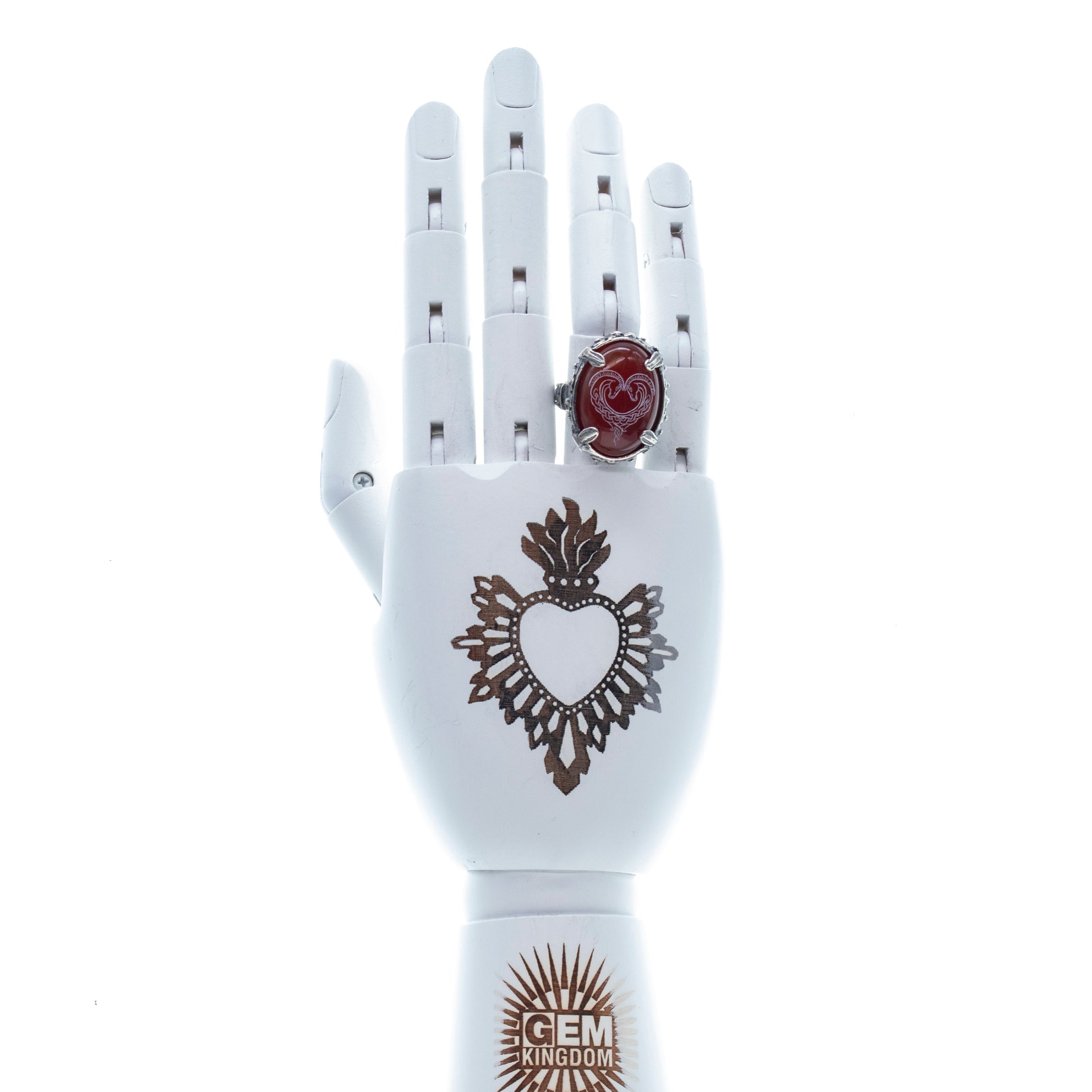 Carnelian Heart Ring – Sterling Silver – Gem Kingdom
