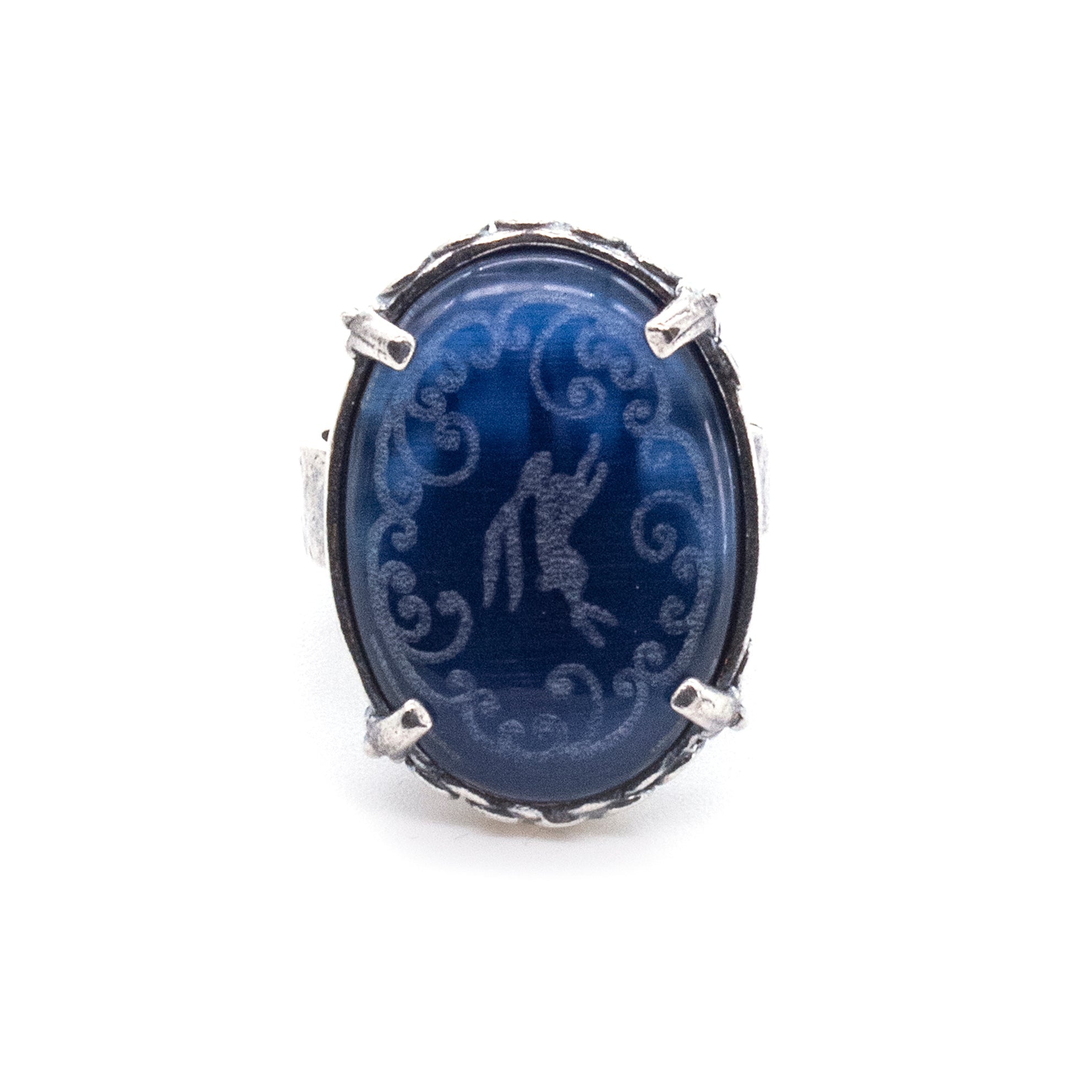 Blue Jumping Hare Ring – Sterling Silver – Gem Kingdom