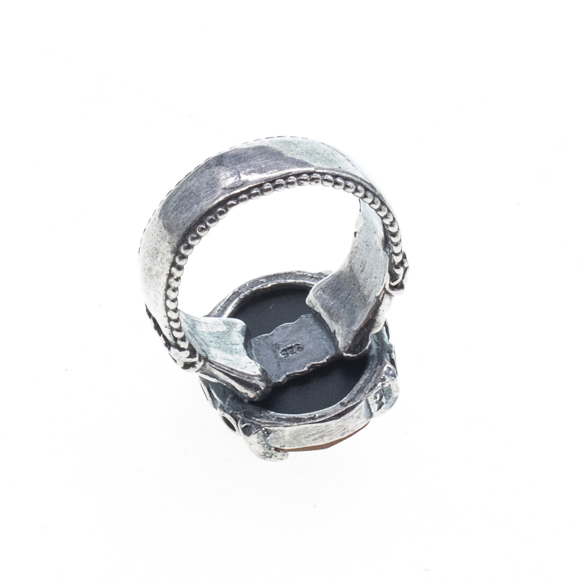 Honey-Toned Pattern Ring – Sterling Silver – Gem Kingdom