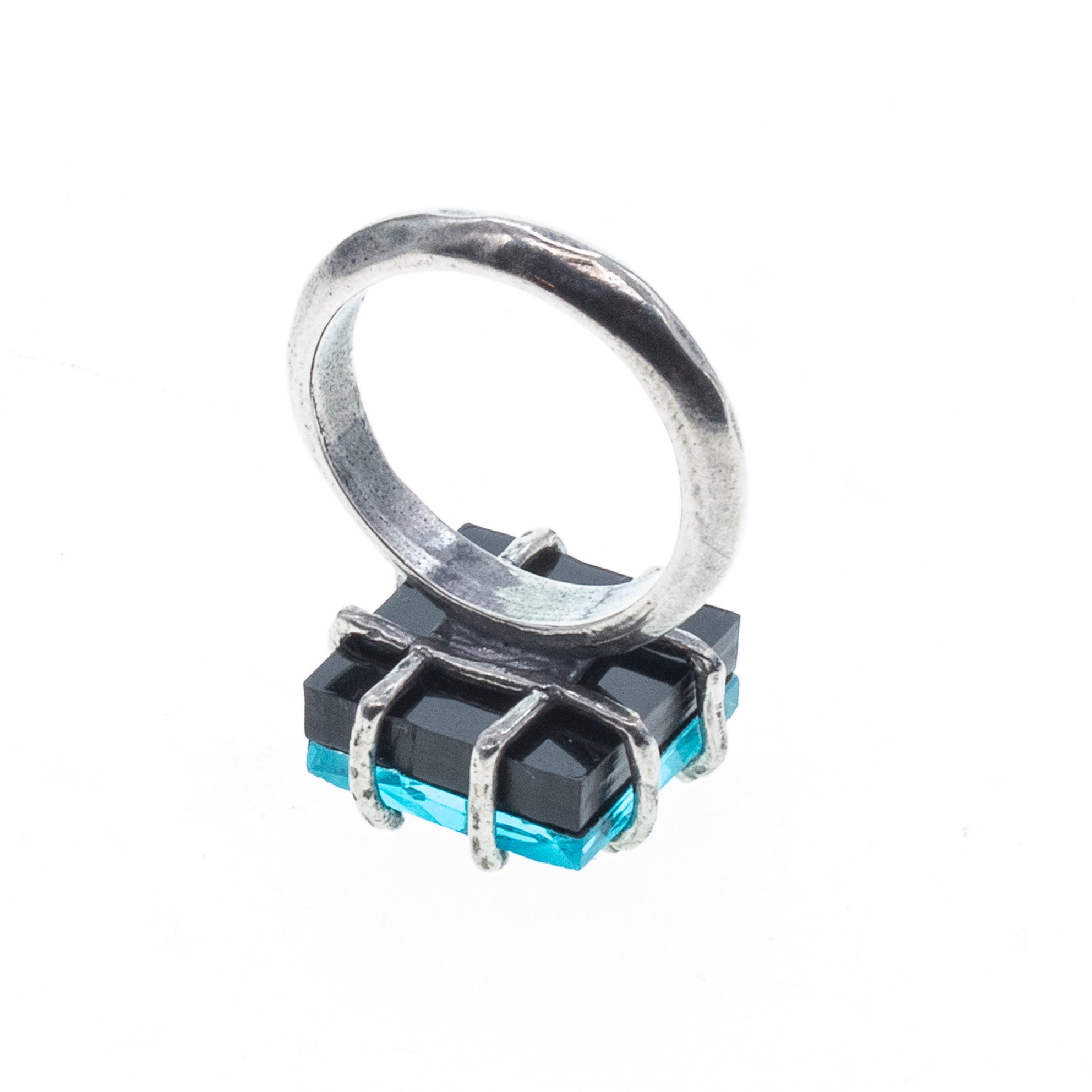 Blue Crystal Clover Ring – Sterling Silver – Gem Kingdom