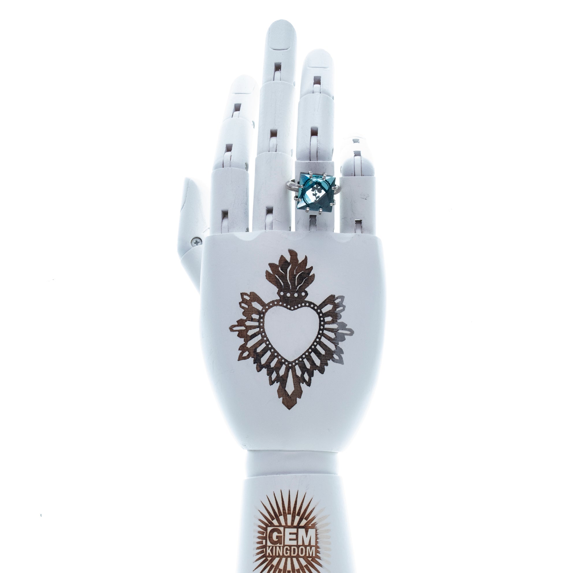 Blue Crystal Clover Ring – Sterling Silver – Gem Kingdom
