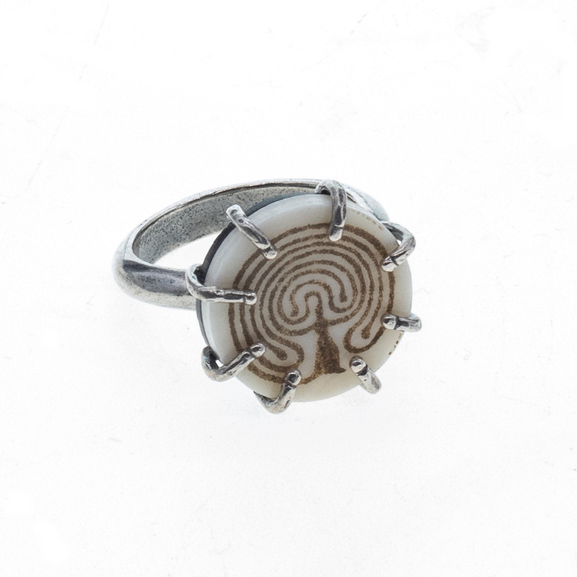 Labyrinth Bone Ring – Sterling Silver – Gem Kingdom
