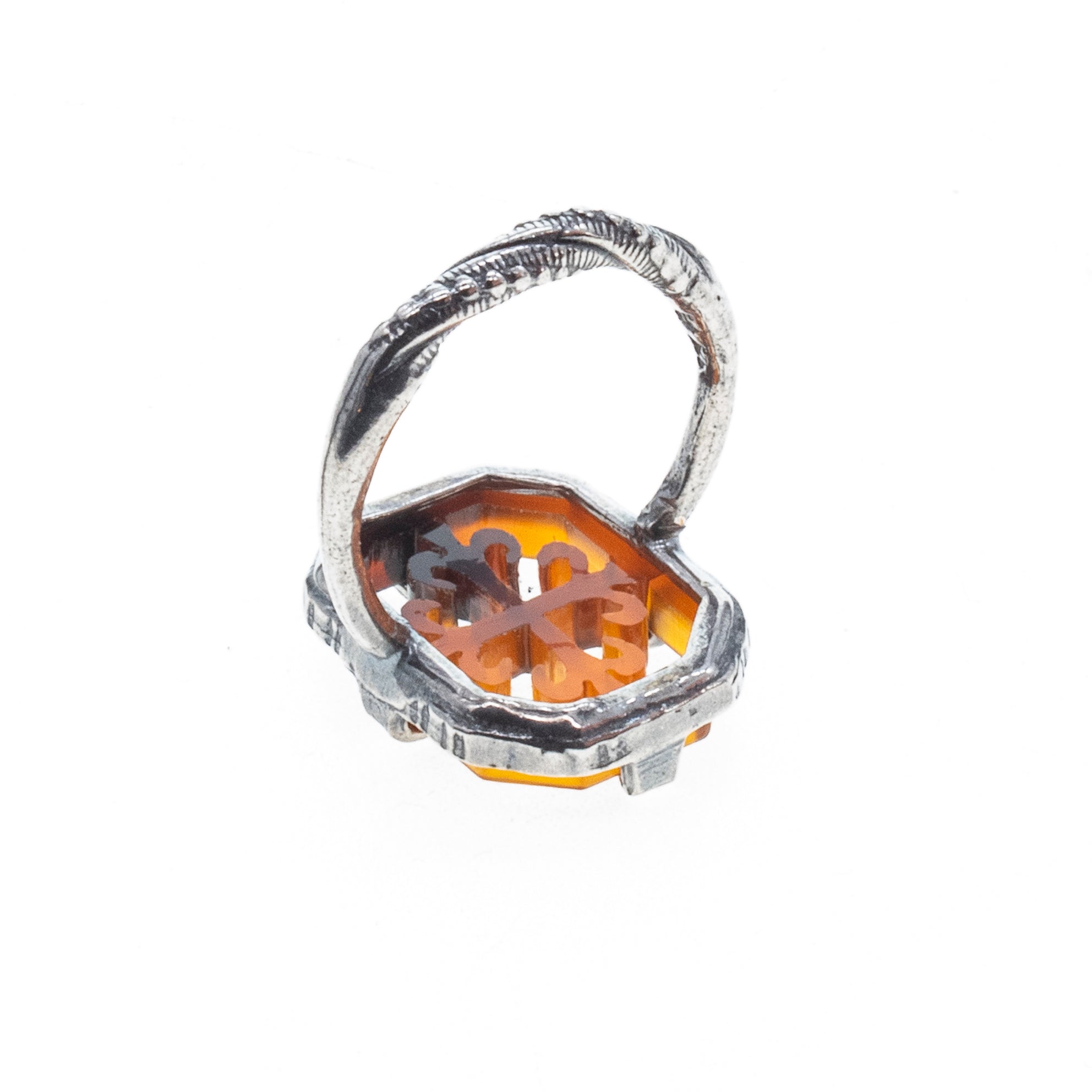 Amber Filigree Ring – Sterling Silver – Gem Kingdom