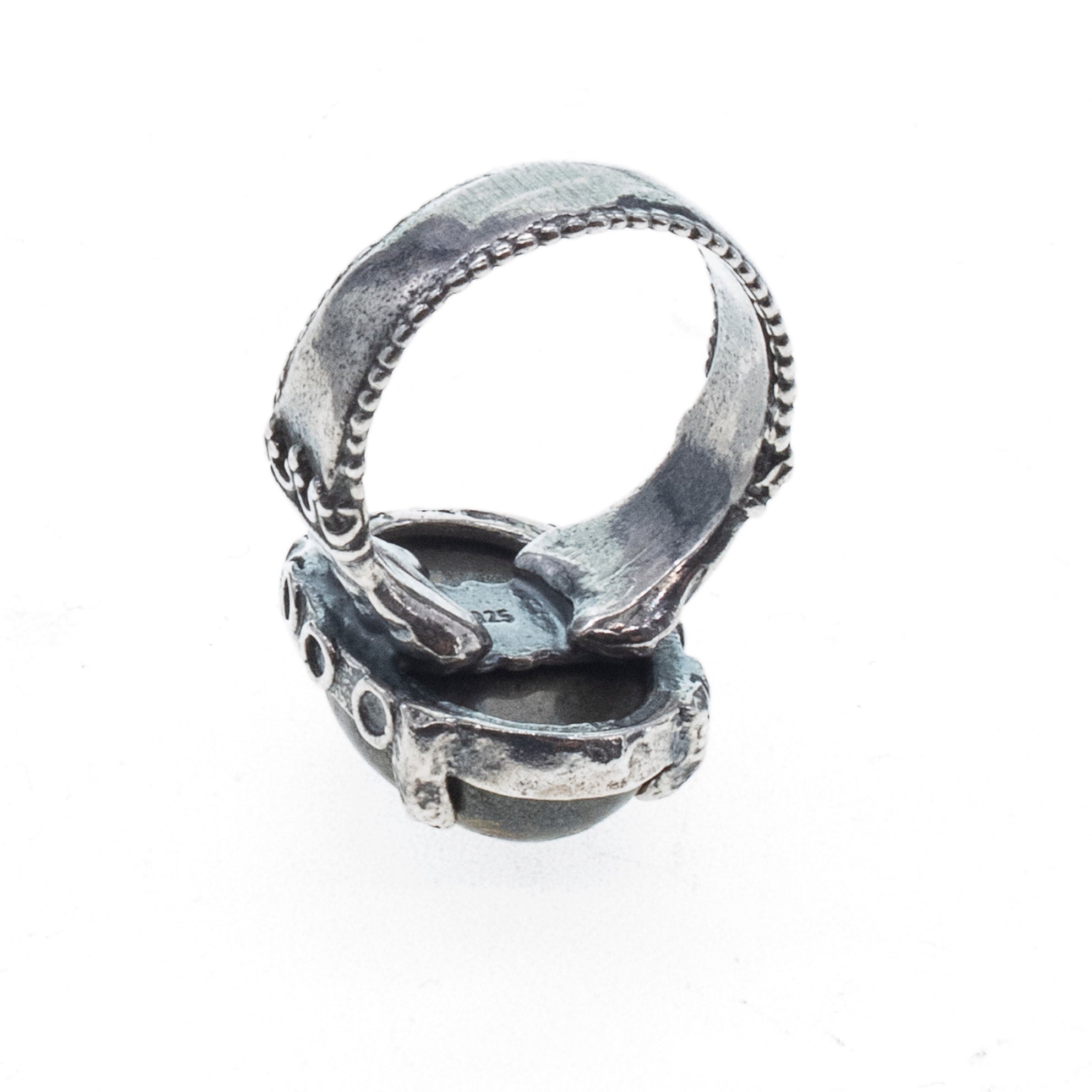 Engraved Pyrite Ring – Sterling Silver – Gem Kingdom