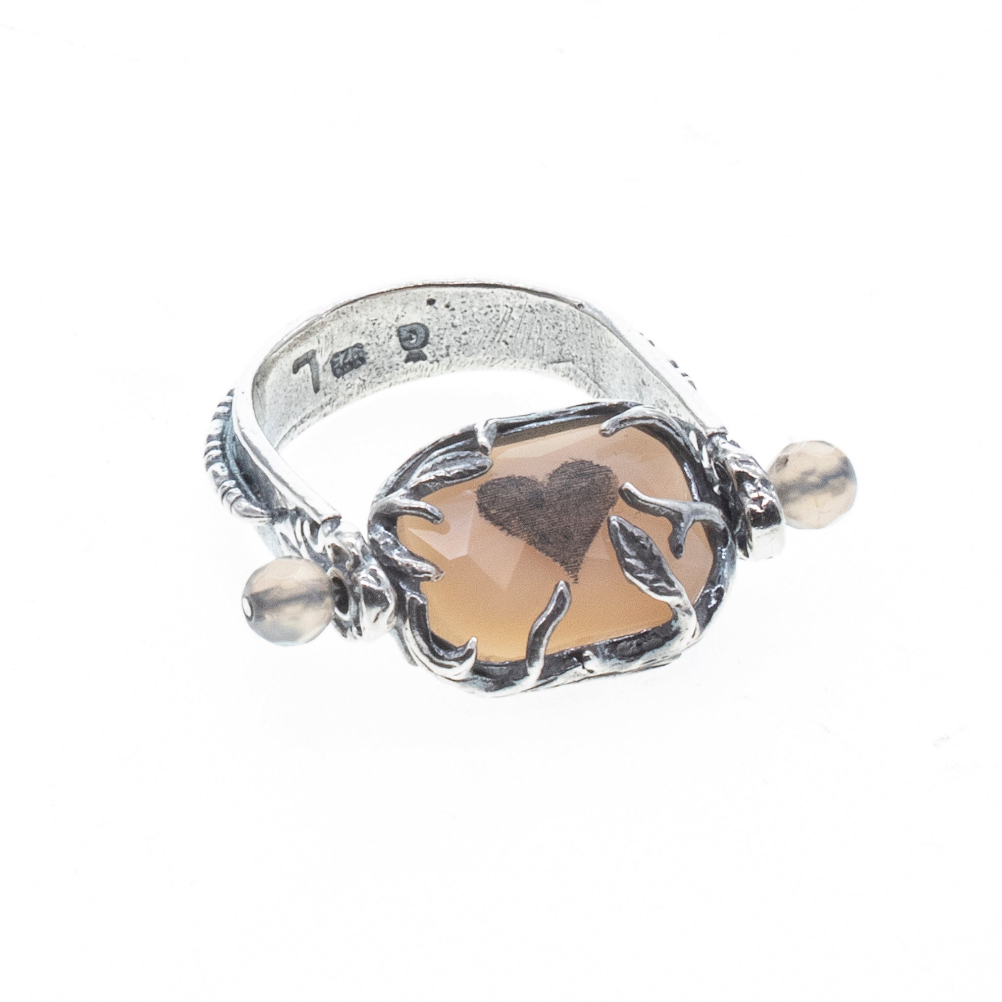 Rotating Pink Hare & Heart Ring – Sterling Silver – Gem Kingdom