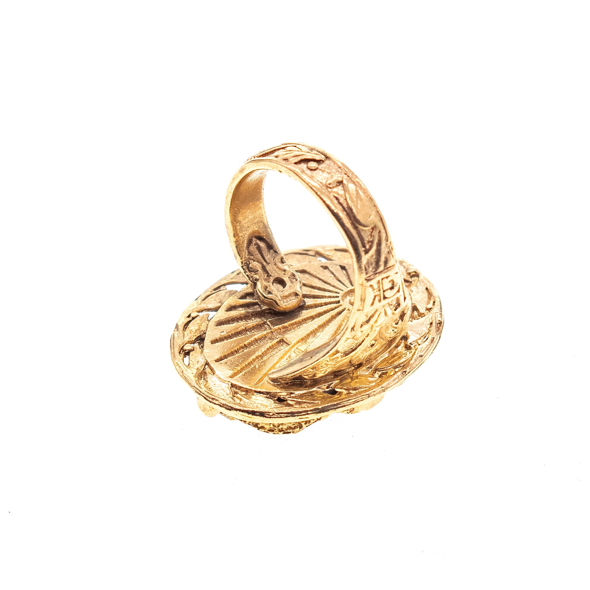 Fleur De Lis Intaglio Ring – Gold Plated – Gem Kingdom