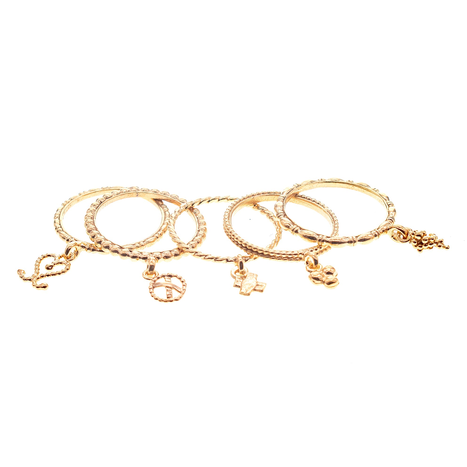 Gold Plated Charm Stacking Ring Set – Gold Plated – Gem Kingdom