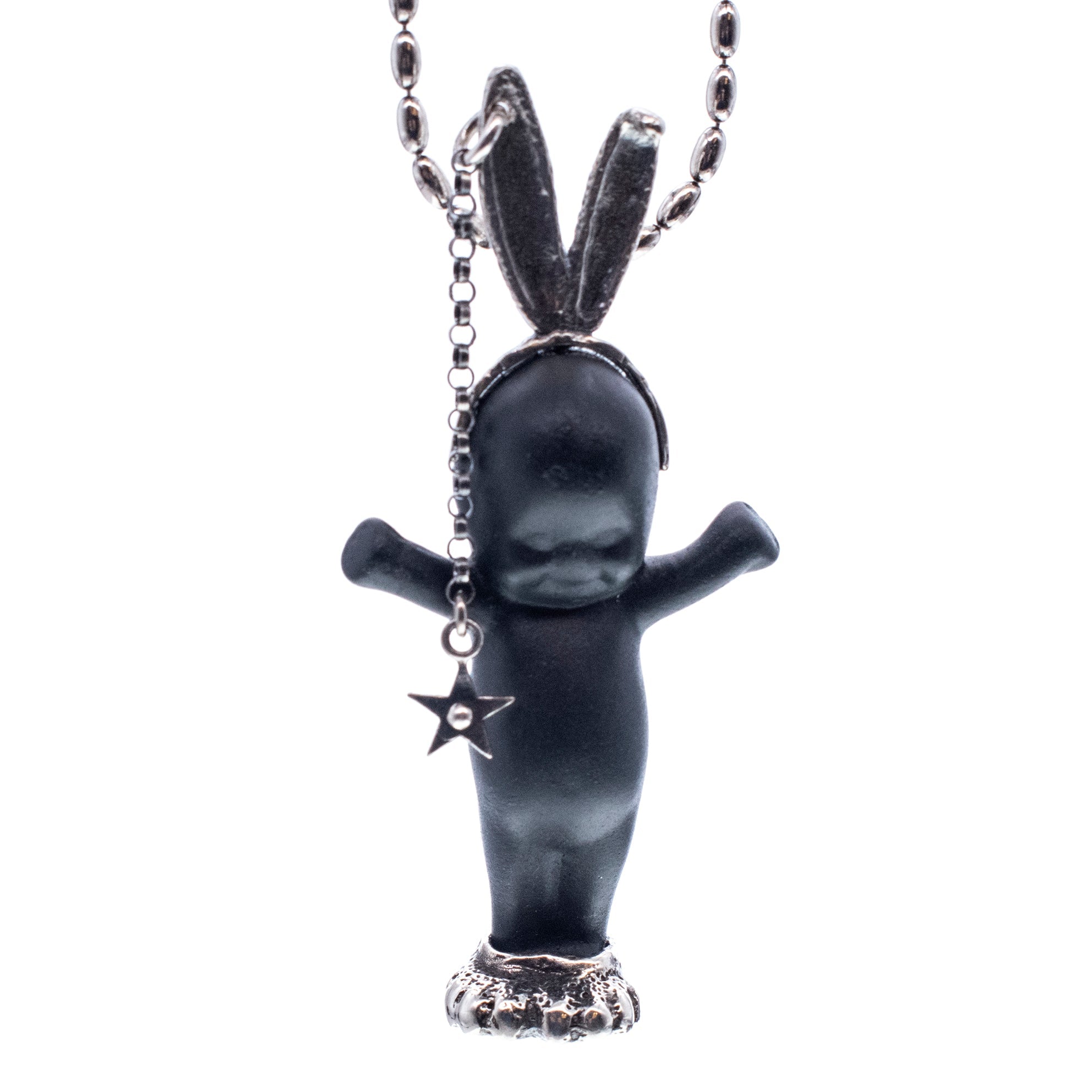 Rebel Rabbit Black And Silver Necklace – Sterling Silver – Gem Kingdom