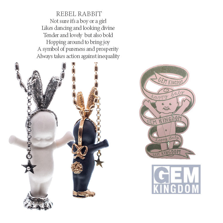 Rebel Rabbit Black And Silver Necklace – Sterling Silver – Gem Kingdom