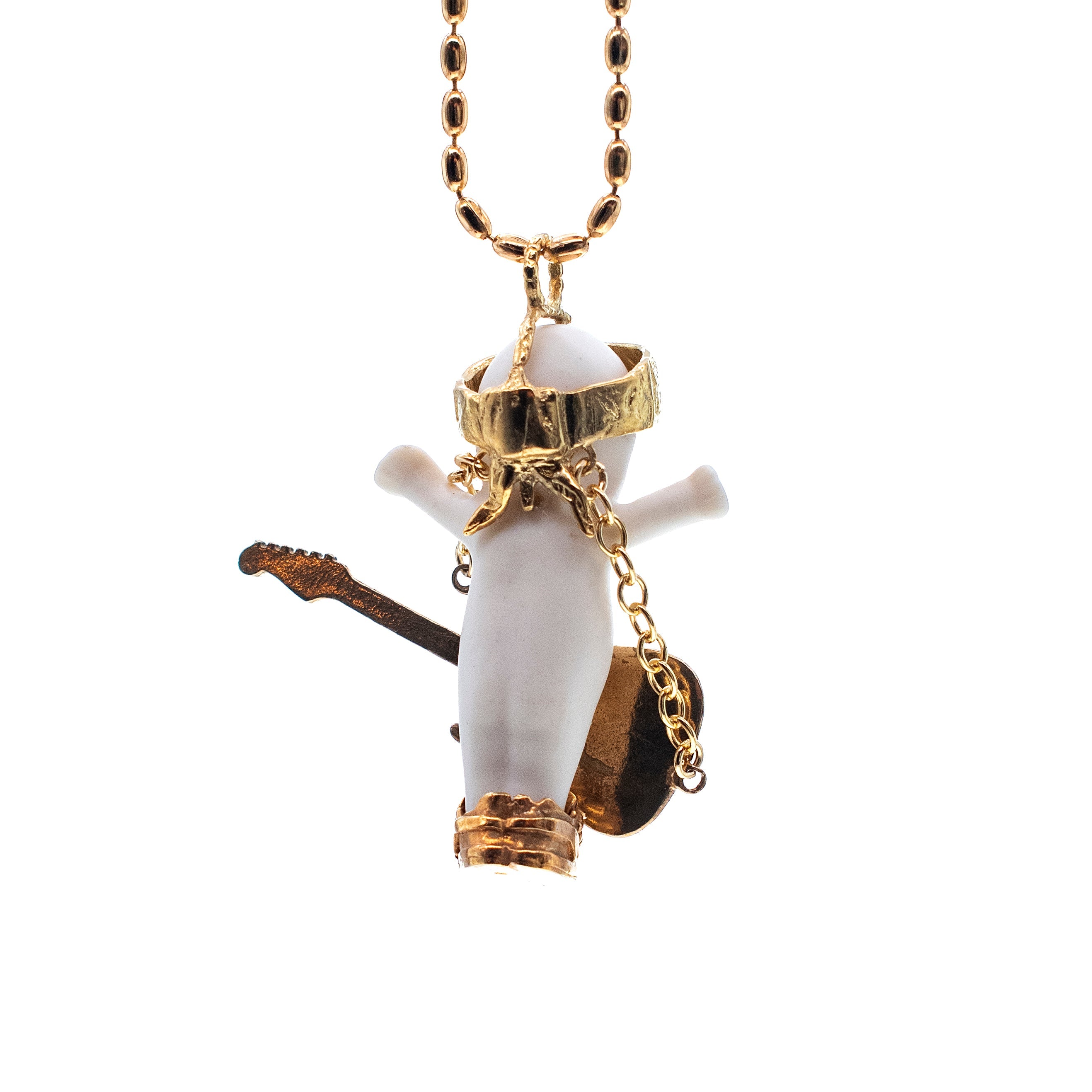 Rock-A-Bye Baby White And Gold Necklace – Gold Plated – Gem Kingdom