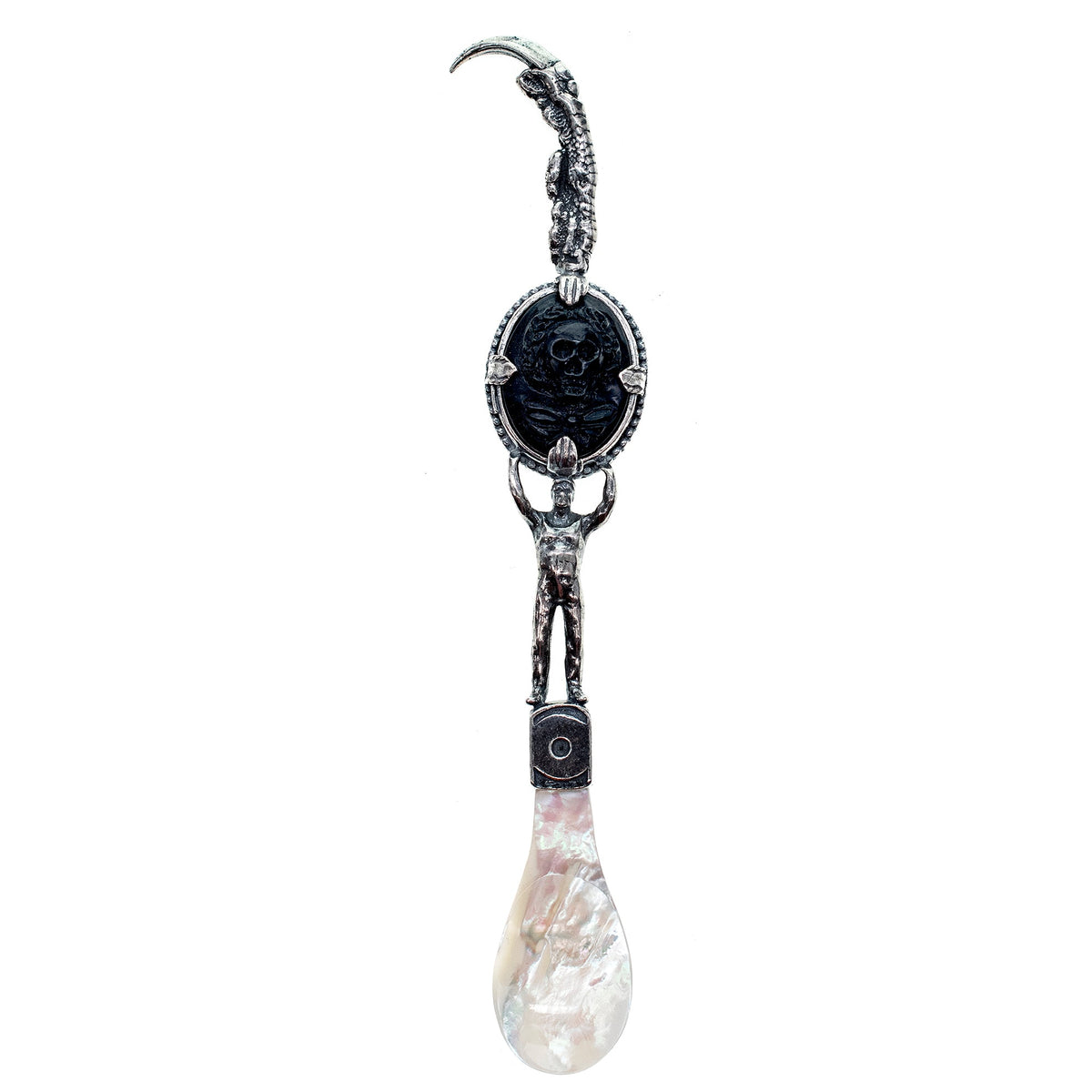 Caviar Spoon Sterling Silver Skull Cameo – Sterling Silver – Gem Kingdom