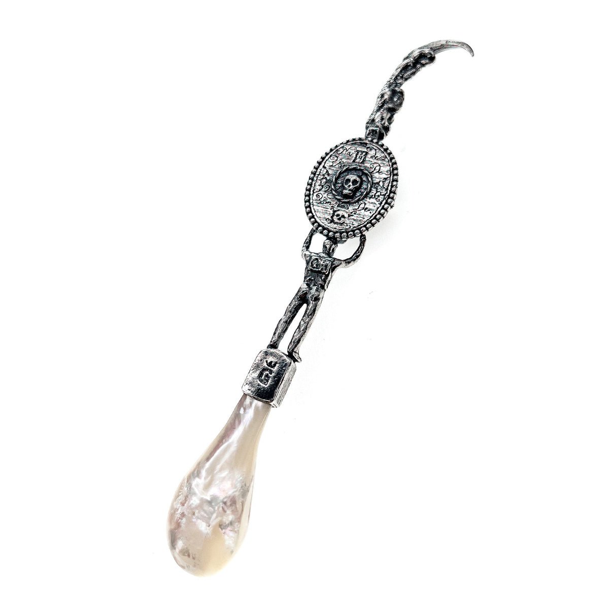 Caviar Spoon Sterling Silver Skull Cameo – Sterling Silver – Gem Kingdom