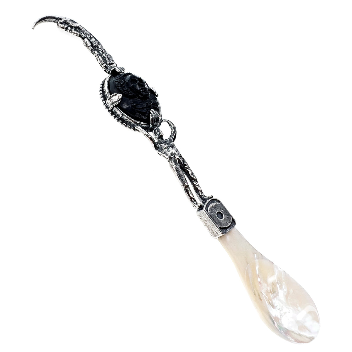Caviar Spoon Sterling Silver Skull Cameo – Sterling Silver – Gem Kingdom