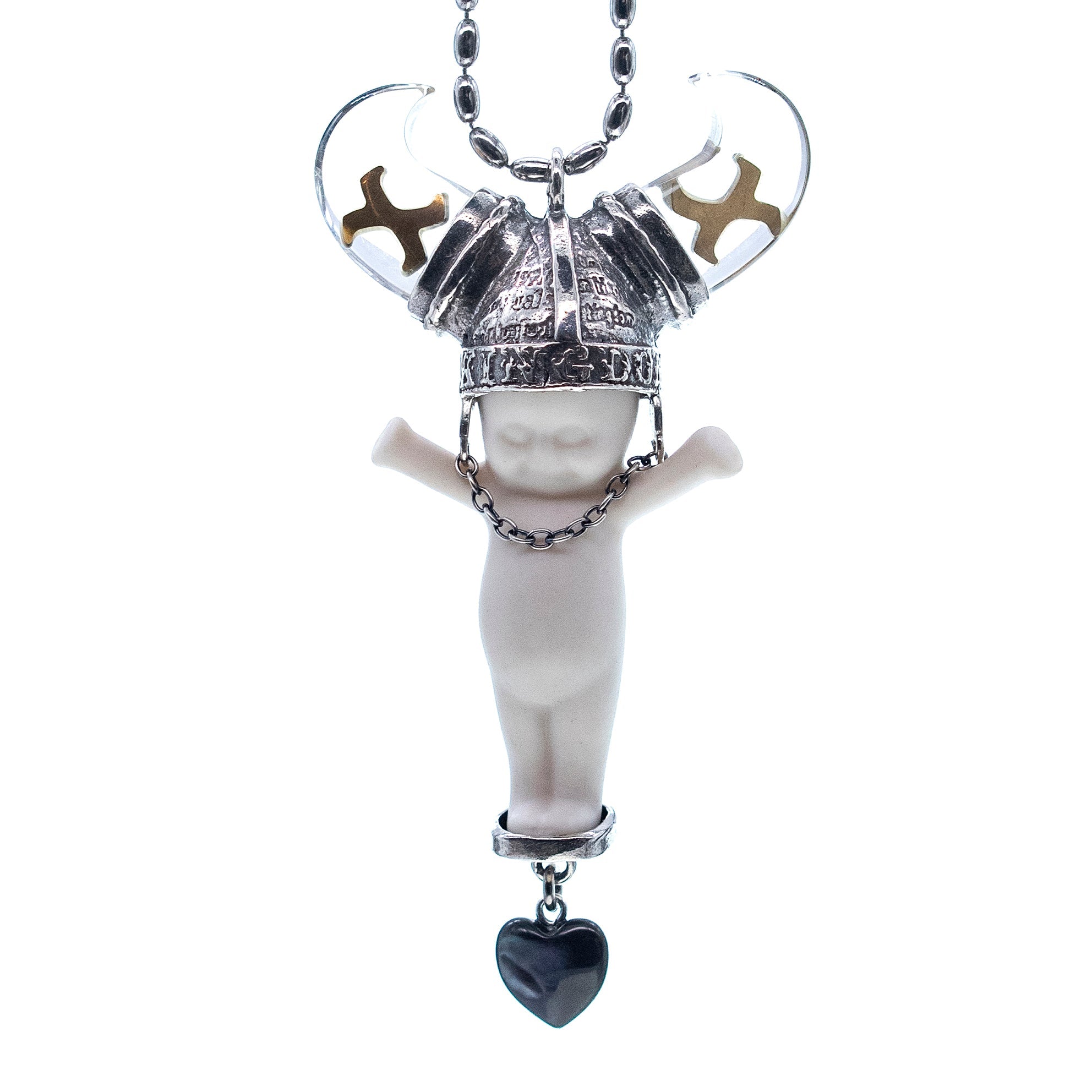 Little Viking Brat White And Silver Necklace – Sterling Silver – Gem Kingdom