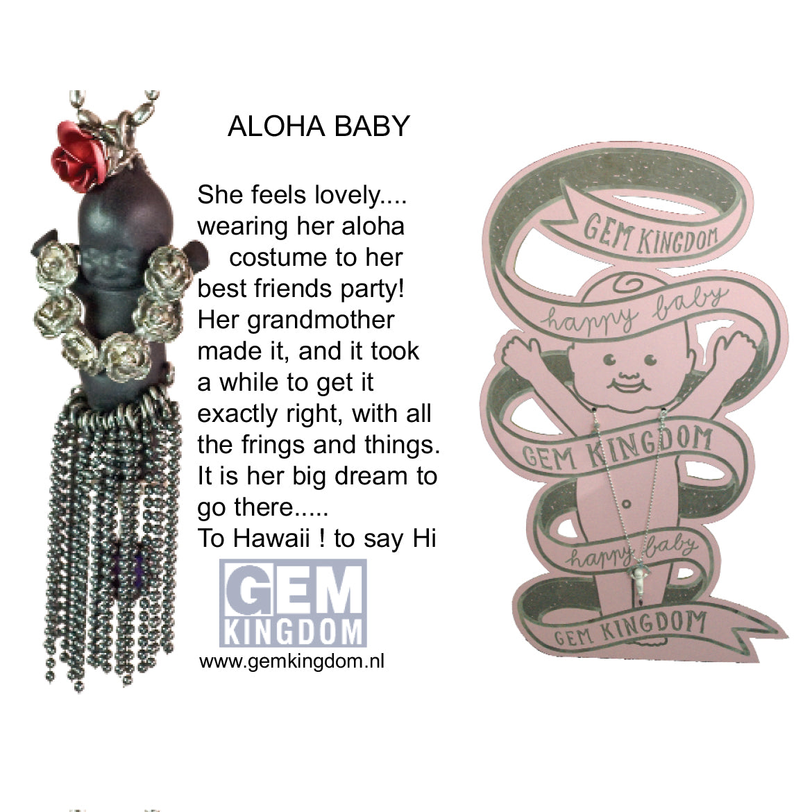"Aloha Baby" Ketting Zwart En Zilver