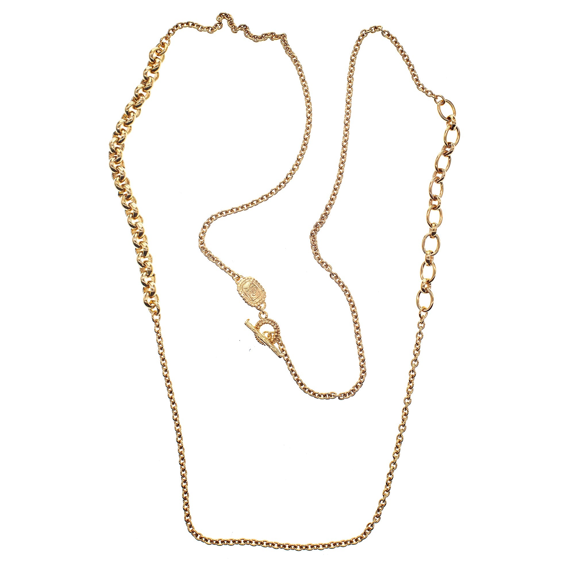 Mixed Link Long Necklace – Gold Plated – Gem Kingdom