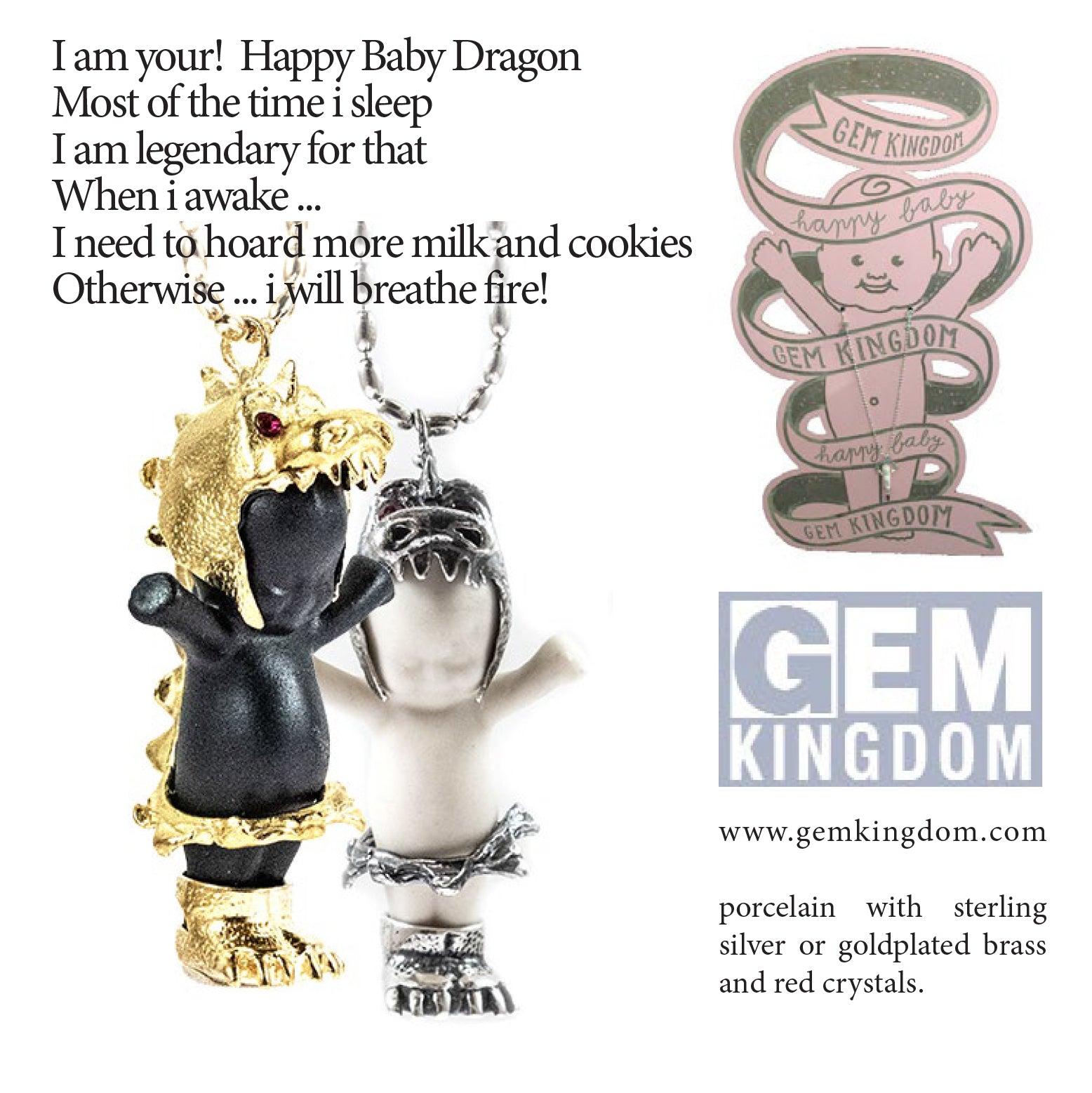 "Little Dragon" Ketting Zwart En Zilver