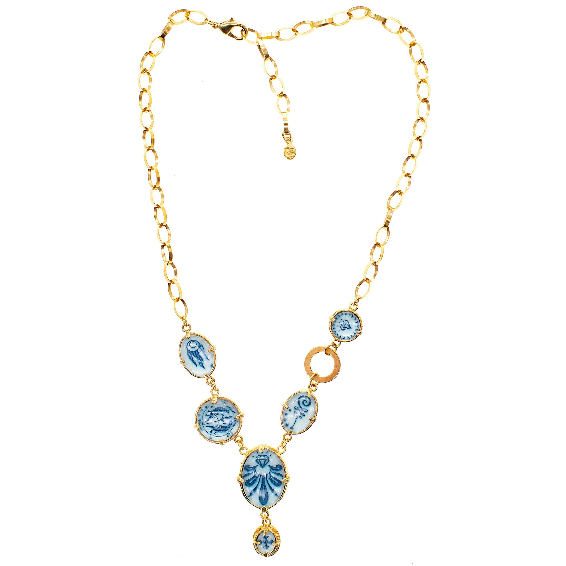 Cosmic Glow Charm Statement Necklace – Gold Plated – Gem Kingdom