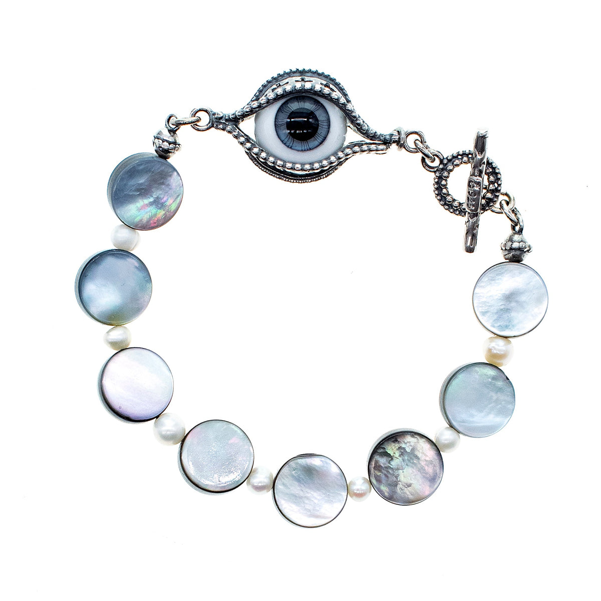Eye Love You Hand-Painted Eye Bracelet – Sterling Silver – Gem Kingdom