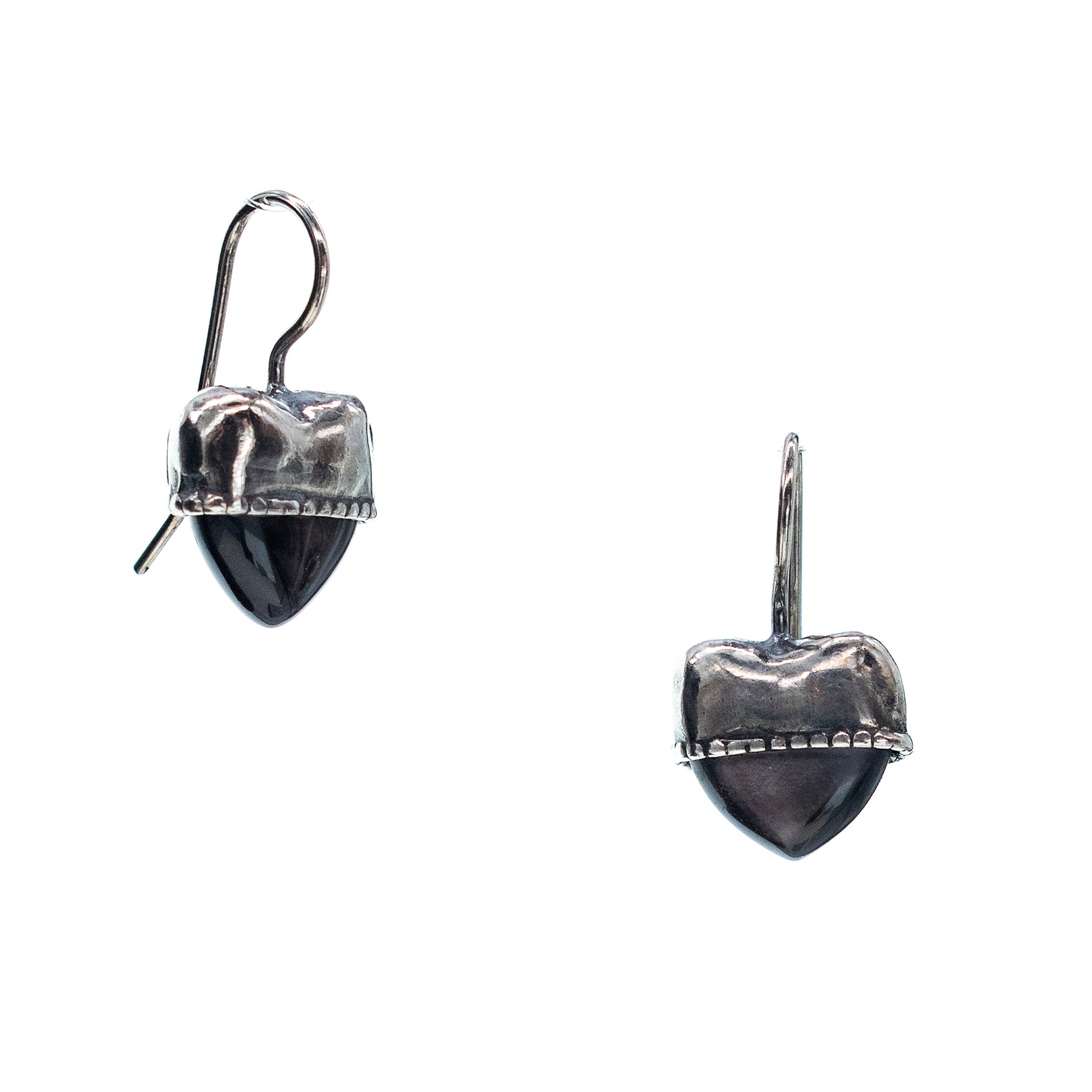 Eye Love You Little Heart Earrings Black Mother Of Pearl – Sterling Silver – Gem Kingdom
