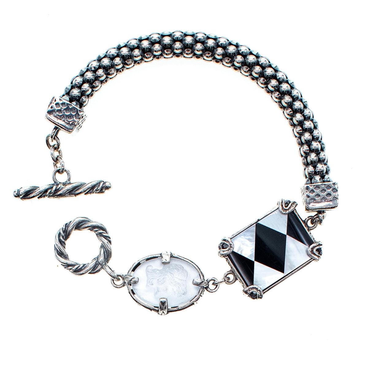 Black And White Harlequin Bracelet – Sterling Silver – Gem Kingdom
