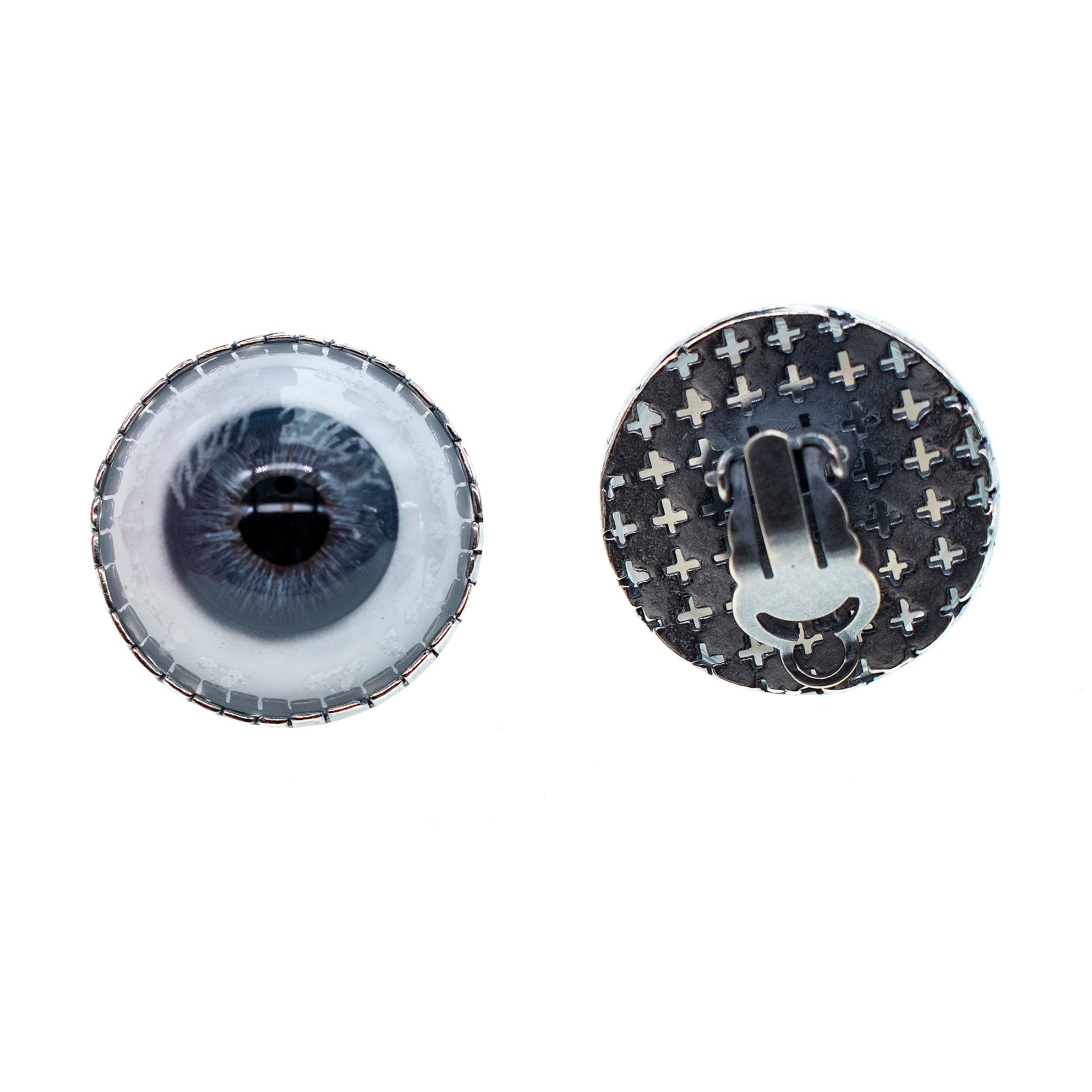 Eye Love You Ear Clips Blue Eye – Sterling Silver – Gem Kingdom