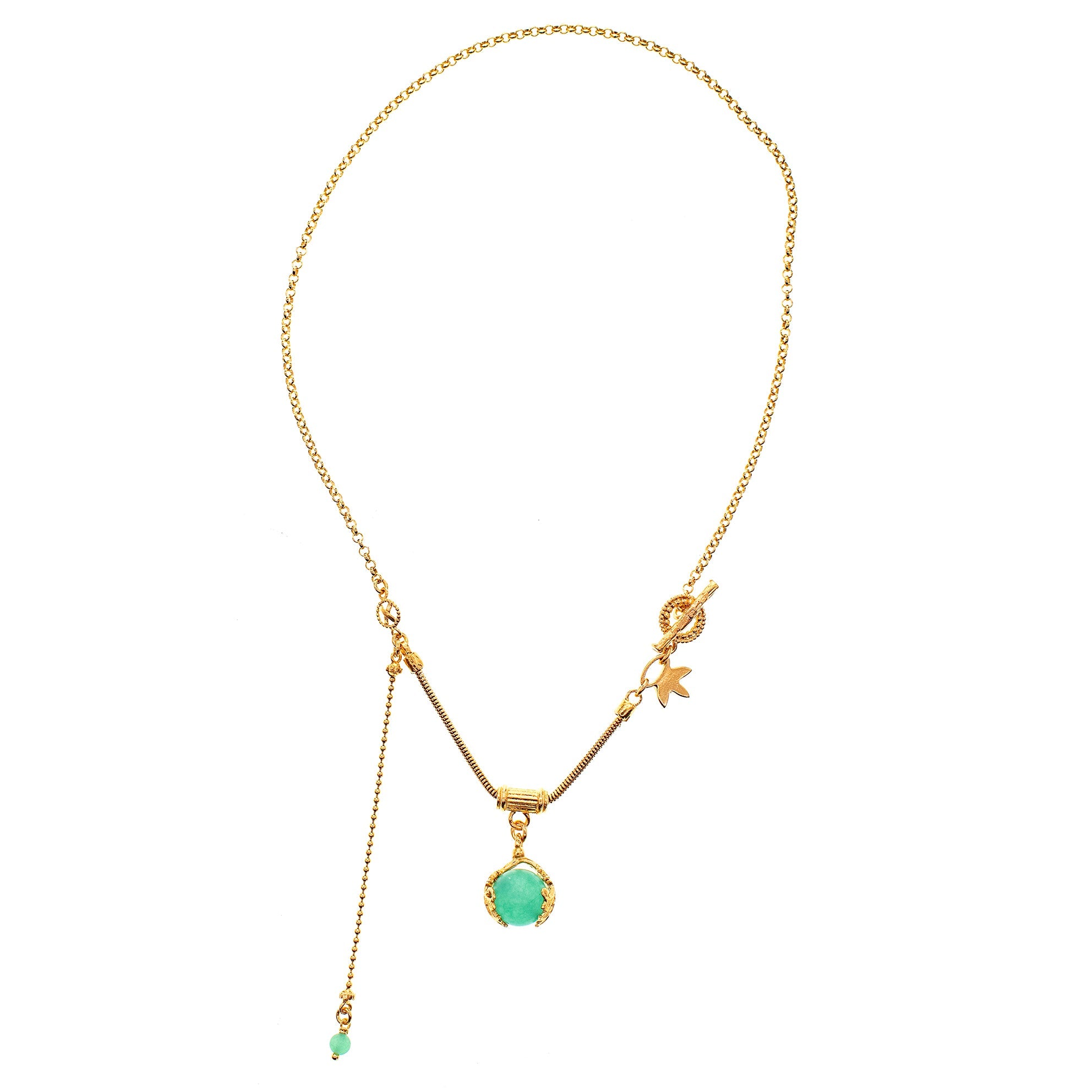 Green Orb Charm Necklace – Gold Plated – Gem Kingdom