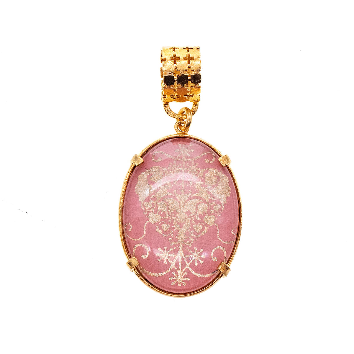 Pink Intaglio Pendant – Gold Plated – Gem Kingdom