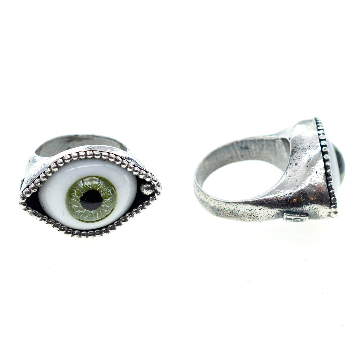Medium Green Eye Love You Ring – Sterling Silver – Gem Kingdom