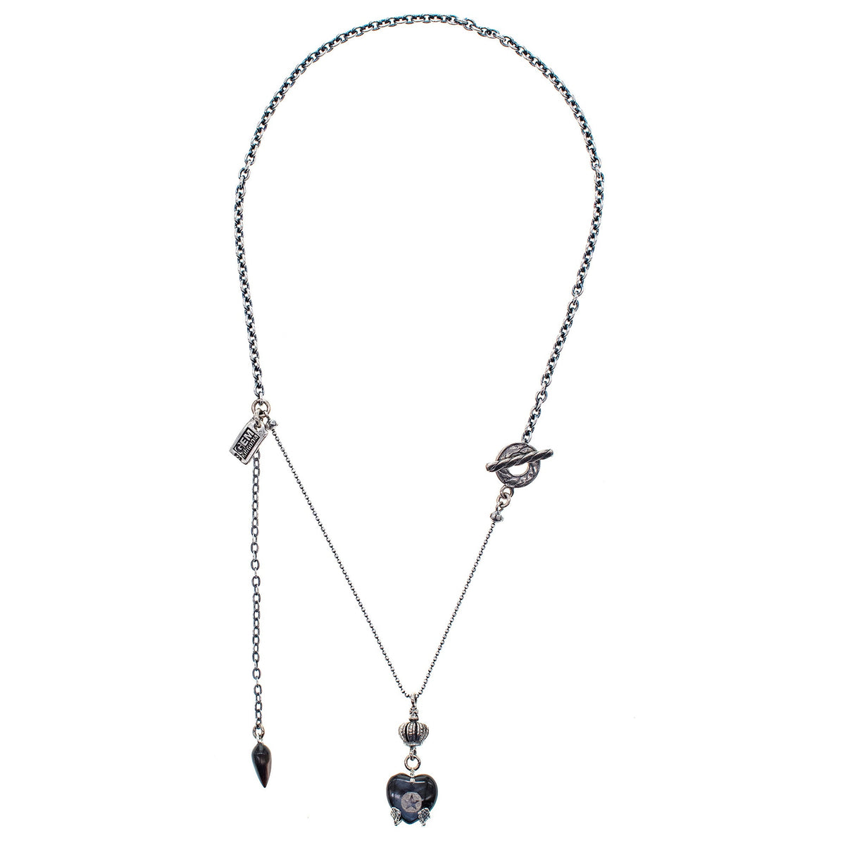 Mother Of Pearl Heart Necklace Black – Sterling Silver – Gem Kingdom