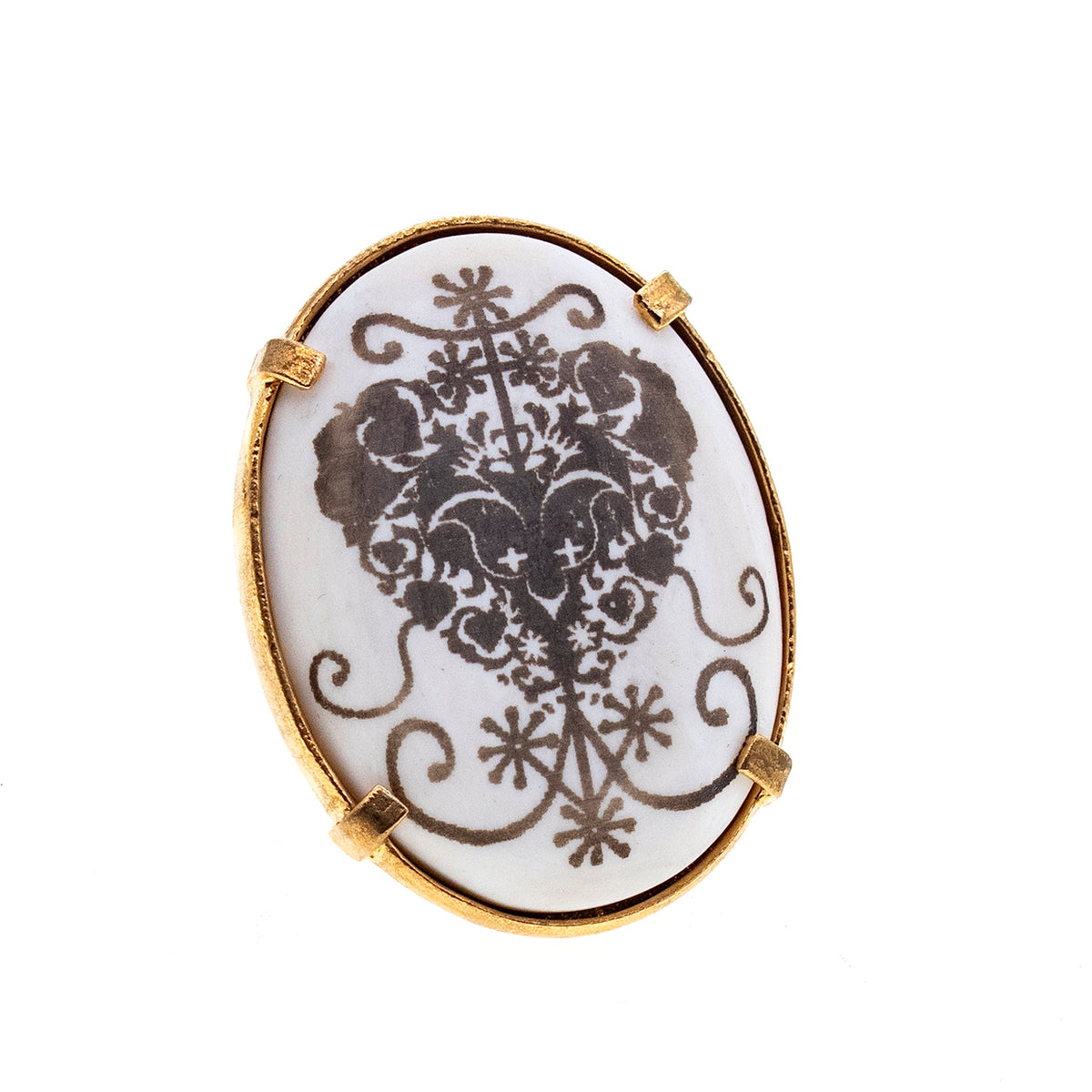 Lace Heart Ring White – Gold Plated – Gem Kingdom