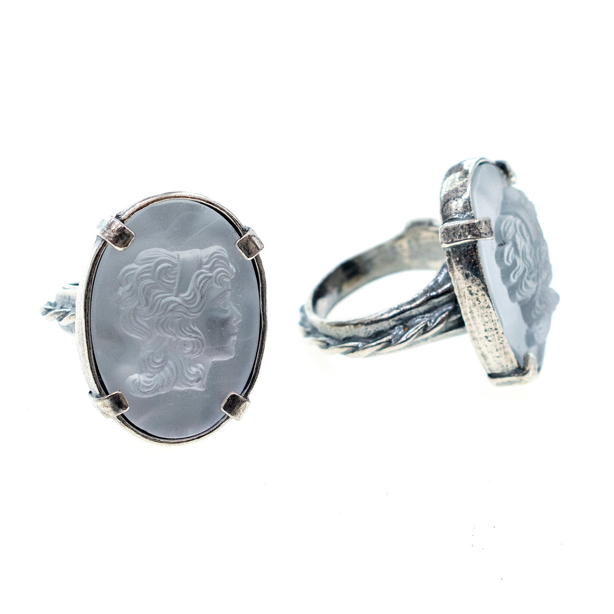 Witte Camee Ring – Sterling Zilver – Gem Kingdom