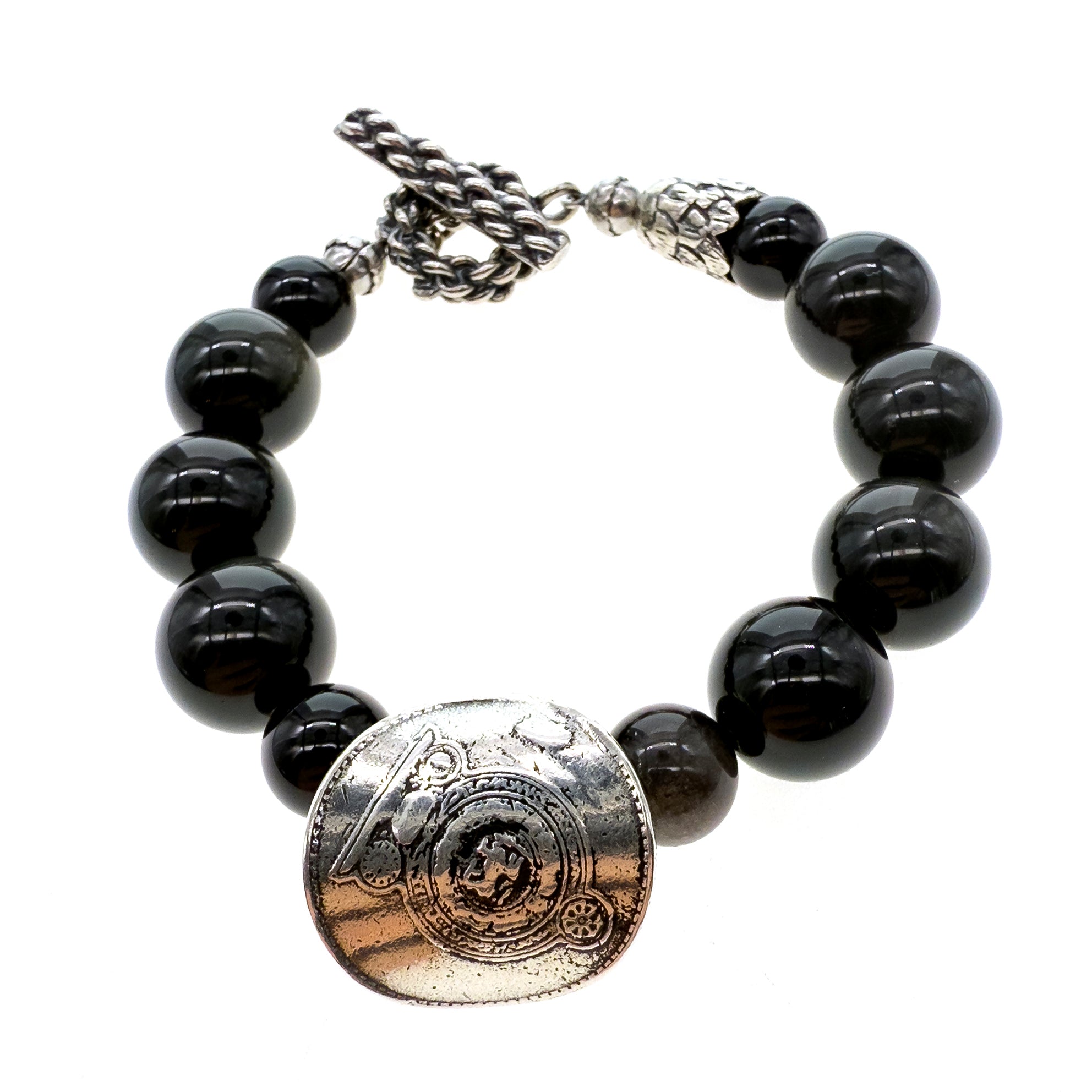 Goudglans Obsidiaan Kralenarmband