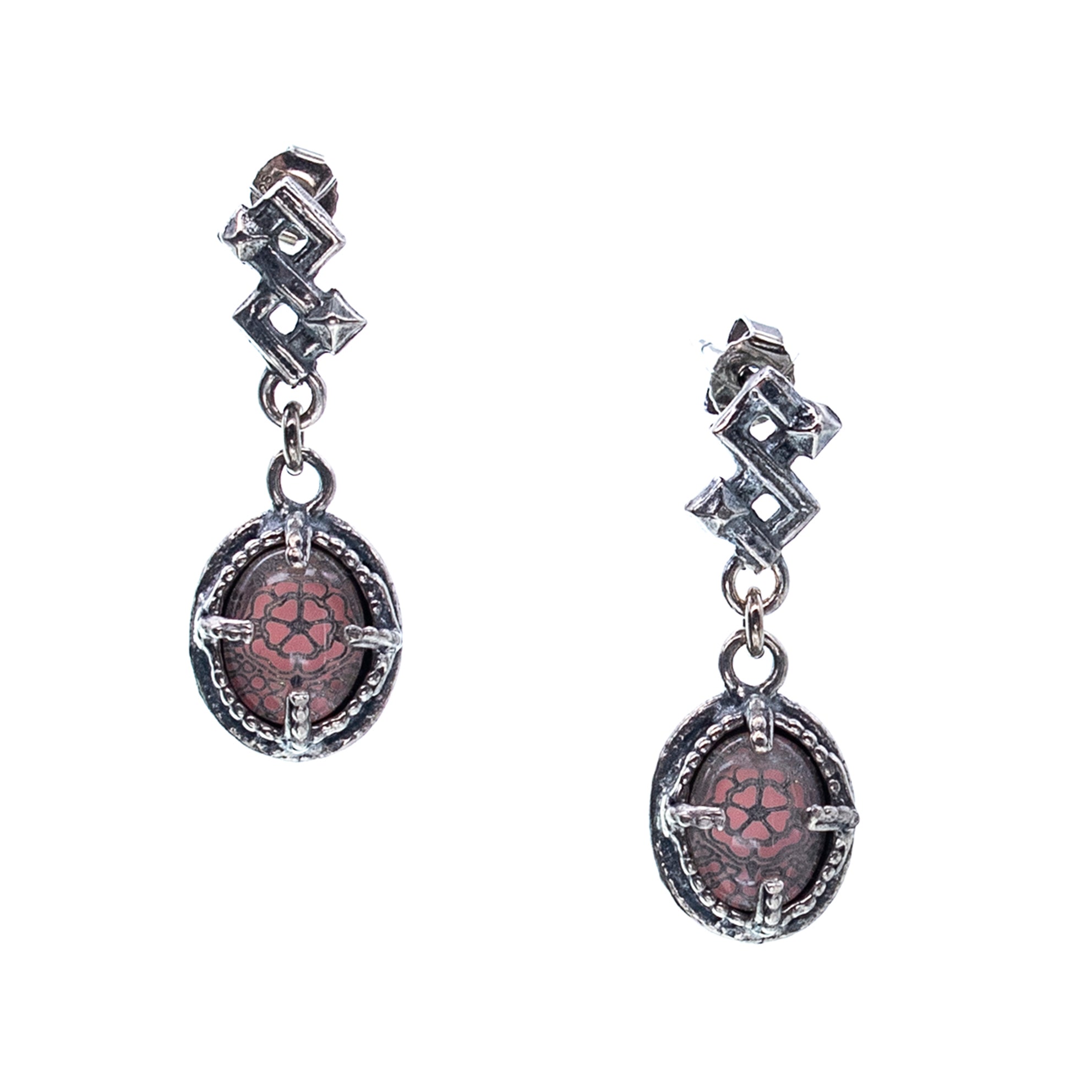Pink Rose Drop Earrings – Sterling Silver – Gem Kingdom