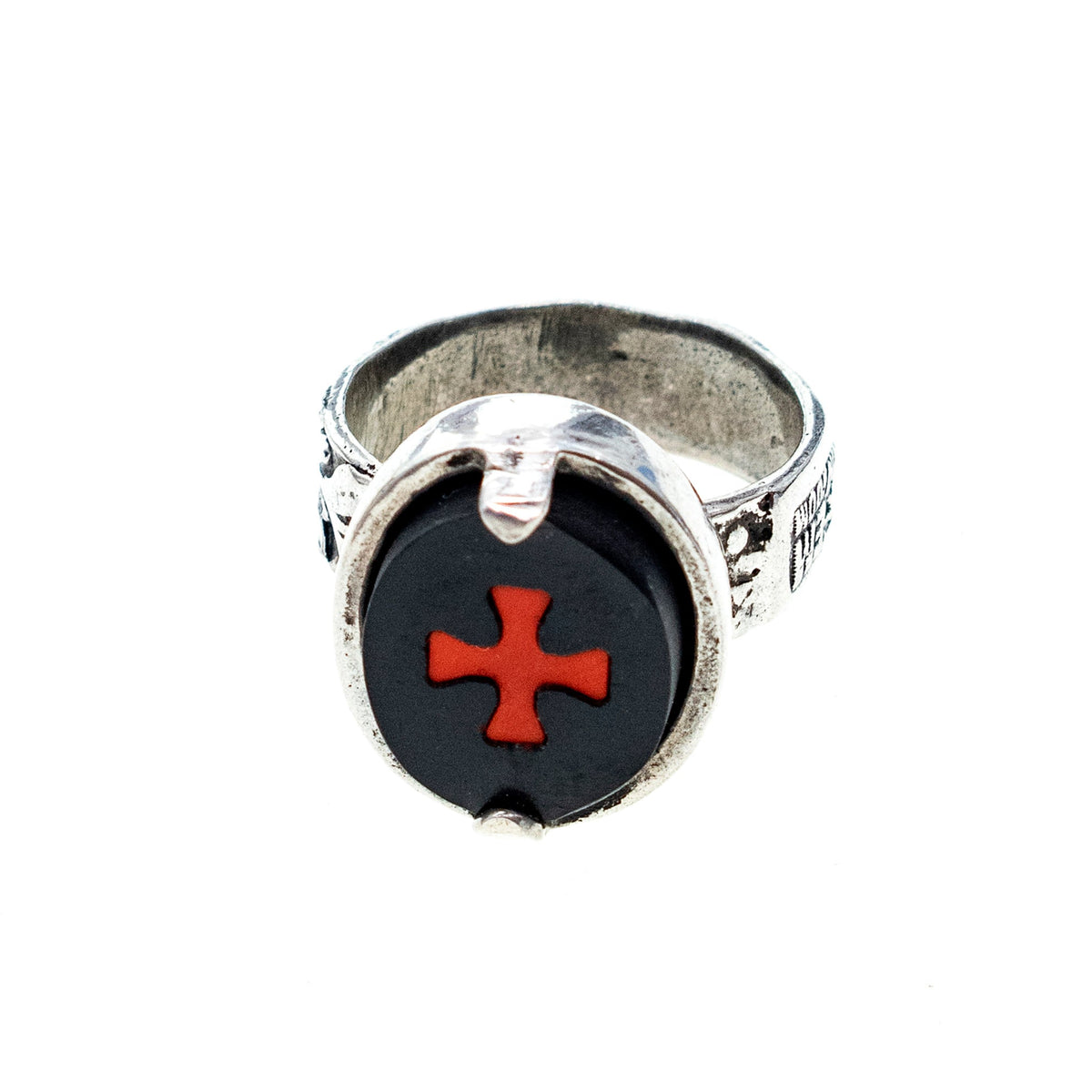 Rode Kruis Ring Zwart – Sterling Zilver – Gem Kingdom