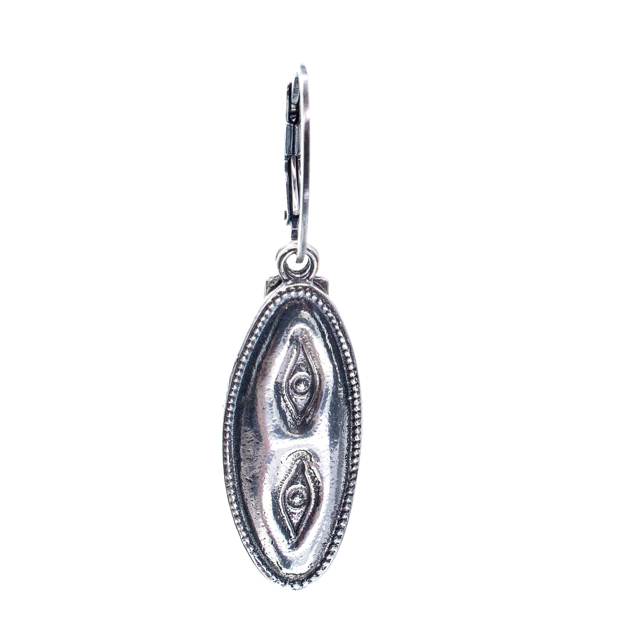 Silver Dangling Eyes Ex Voto Single Earring – Sterling Silver – Gem Kingdom