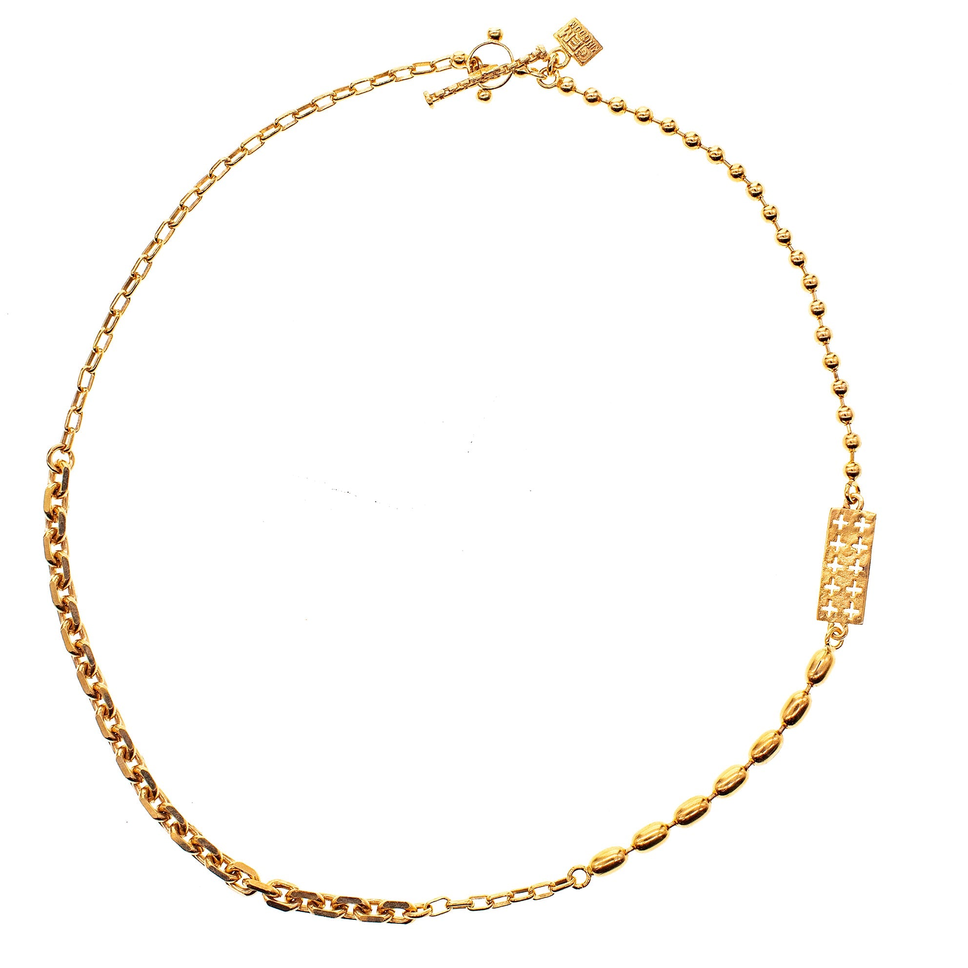 Textured Cross Bar Chain – Gold Plated – Gem Kingdom
