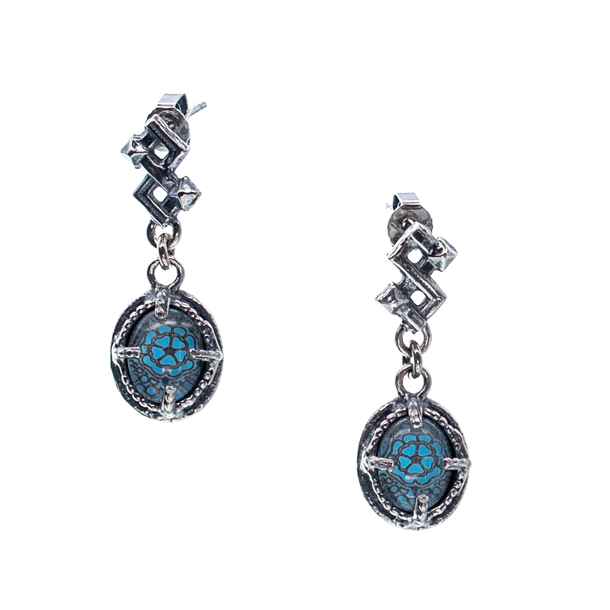 Blue Rose Drop Earrings – Sterling Silver – Gem Kingdom