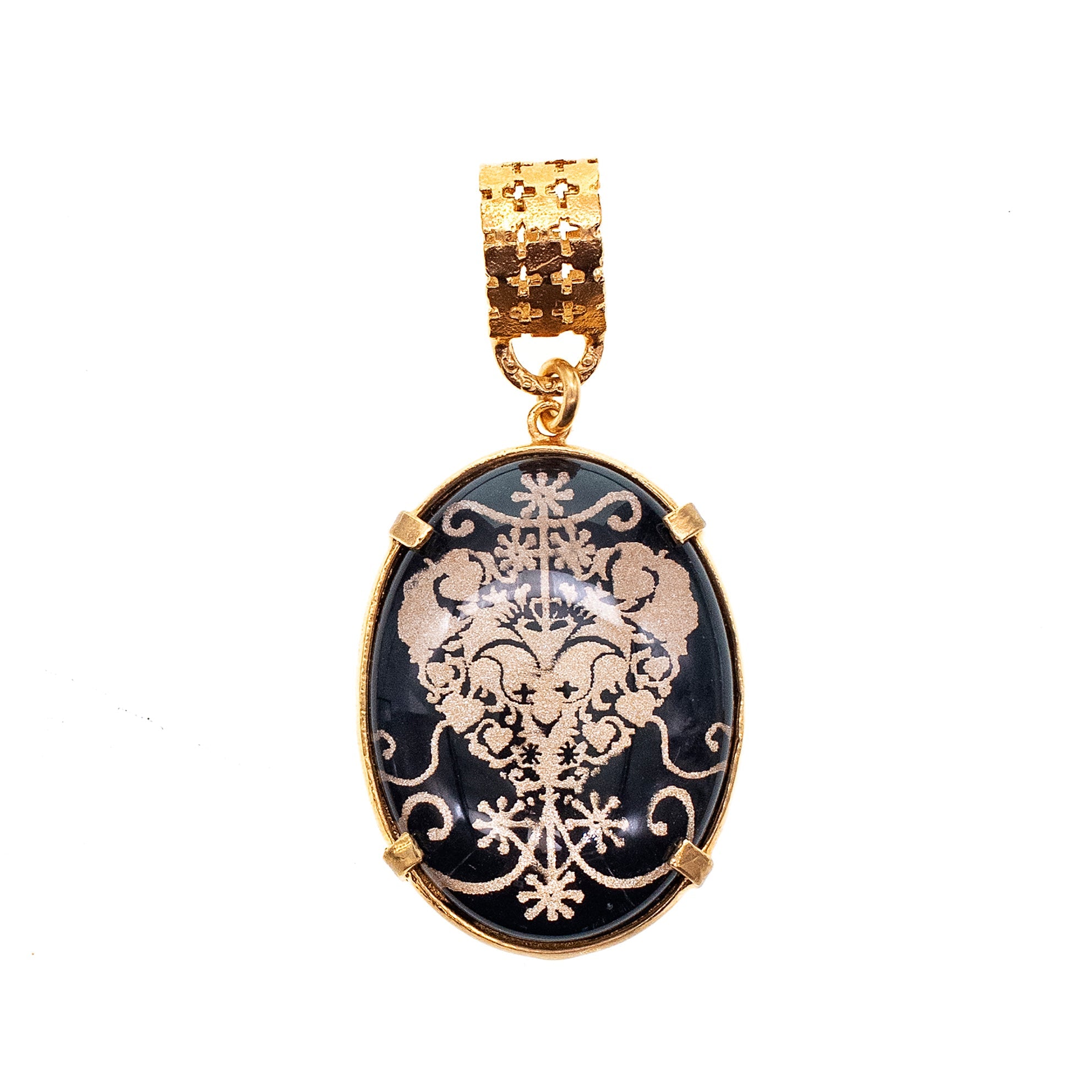 Black Intaglio Pendant – Gold Plated – Gem Kingdom