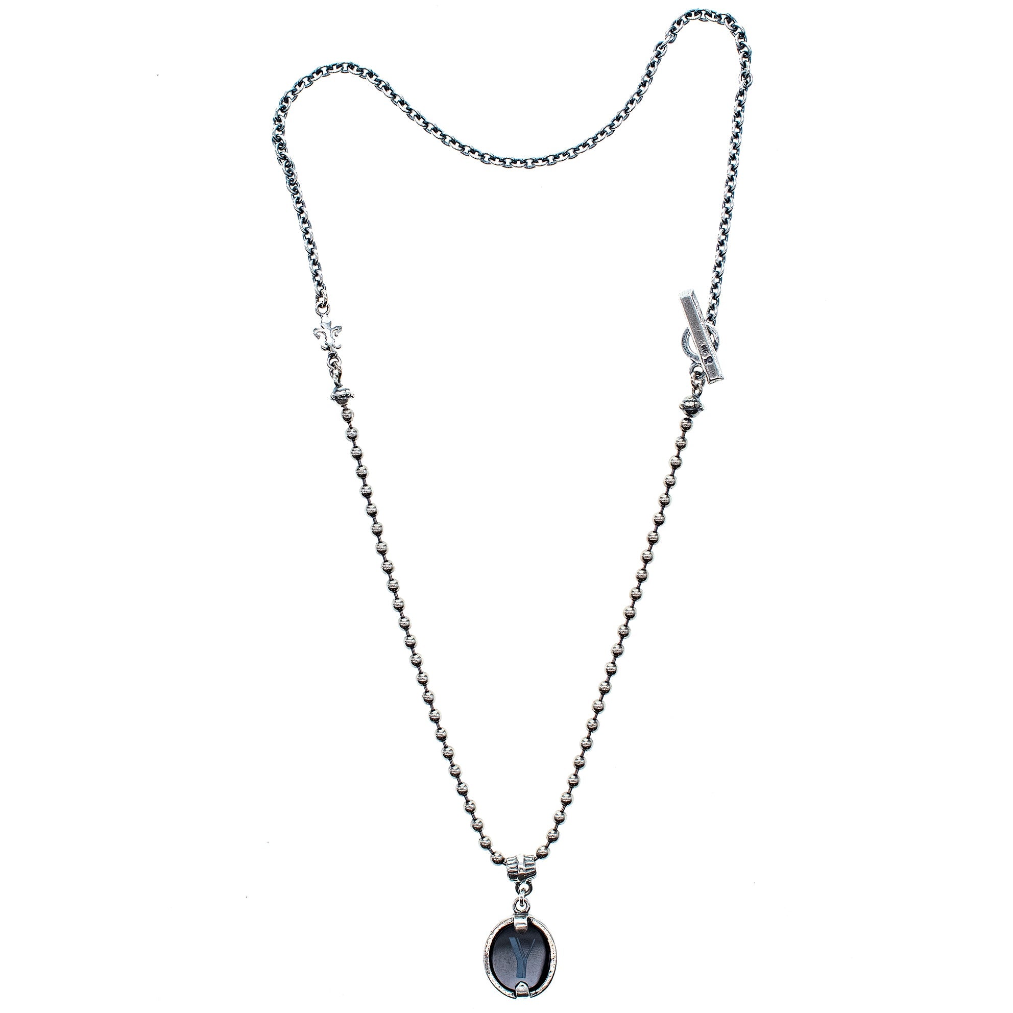 Sterling Silver Black Onyx Monogram Necklace – Sterling Silver – Gem Kingdom