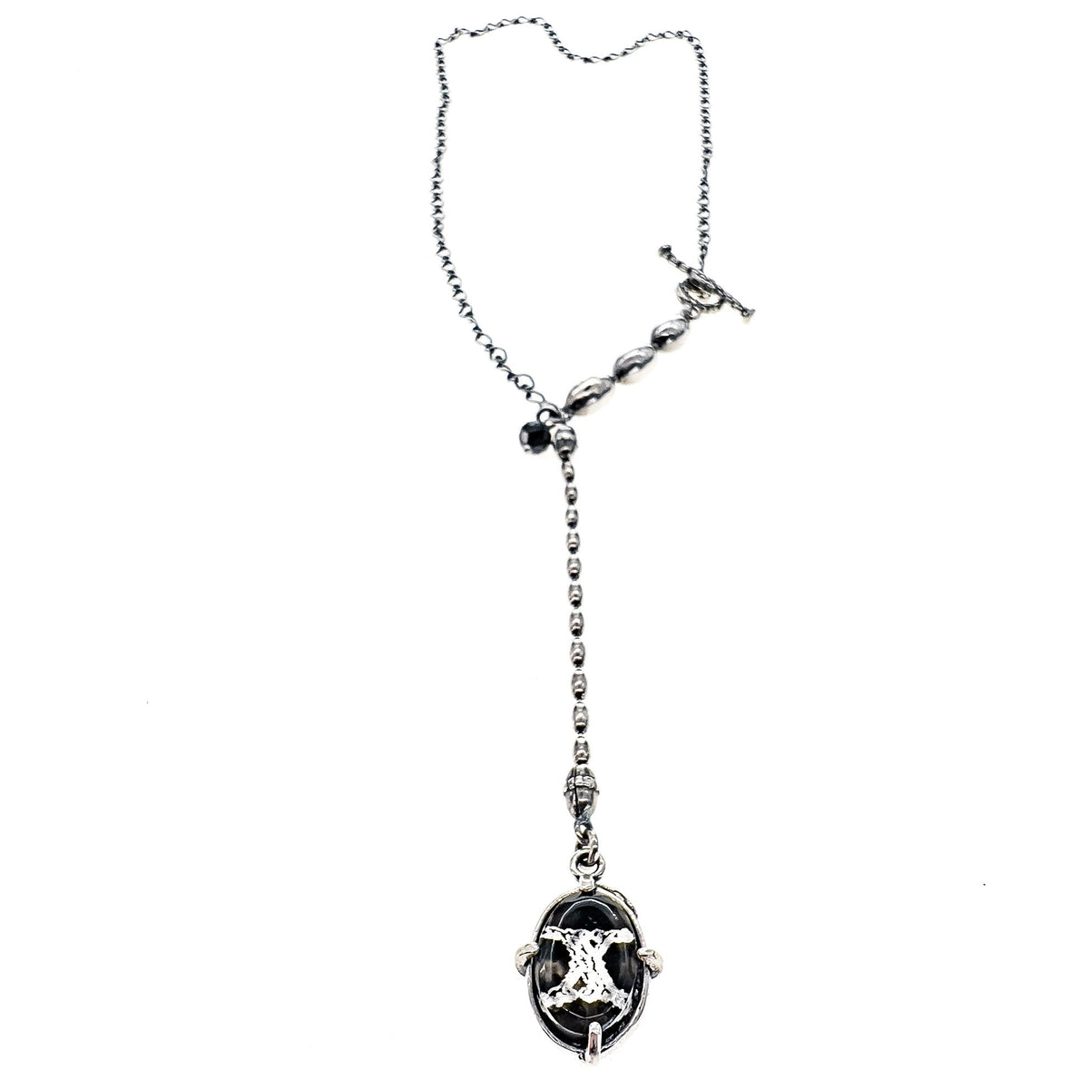 Rebel Rebel Intaglio Y-Necklace Short – Sterling Silver – Gem Kingdom