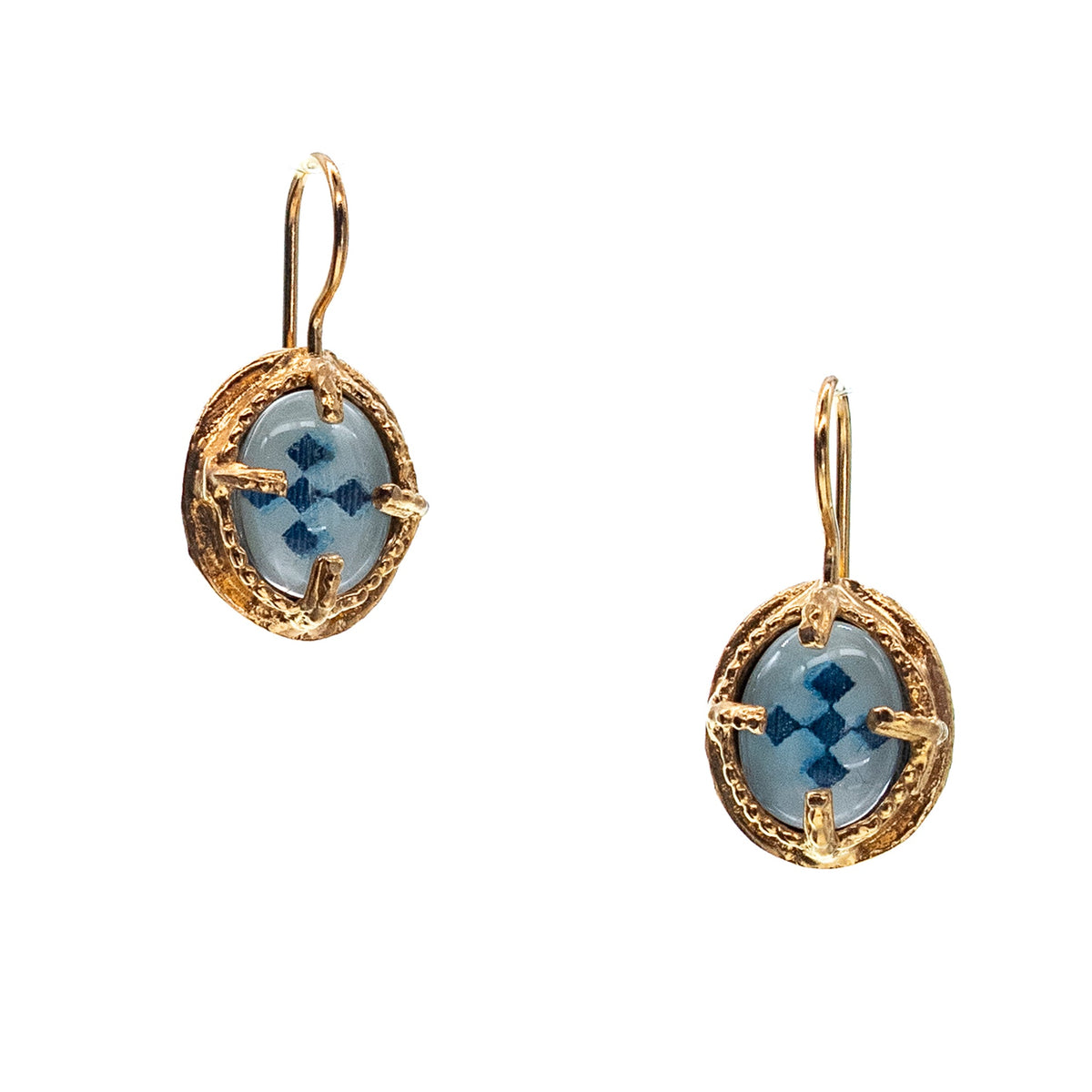Mozaïek Oorbellen Blauw – Verguld – Gem Kingdom