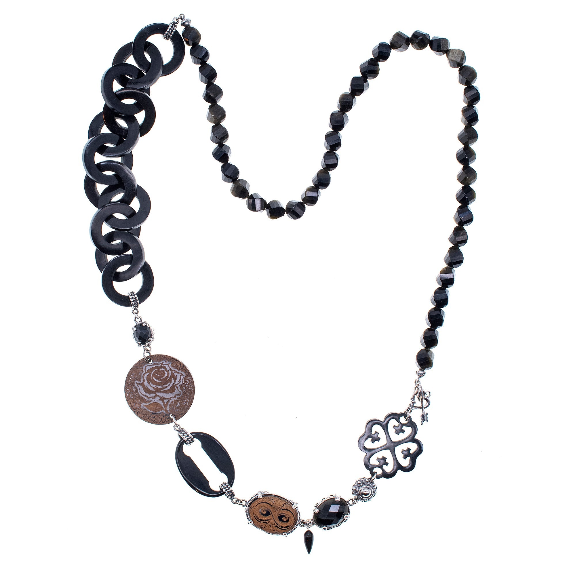 Black Symphony Of Love Necklace – Sterling Silver – Gem Kingdom