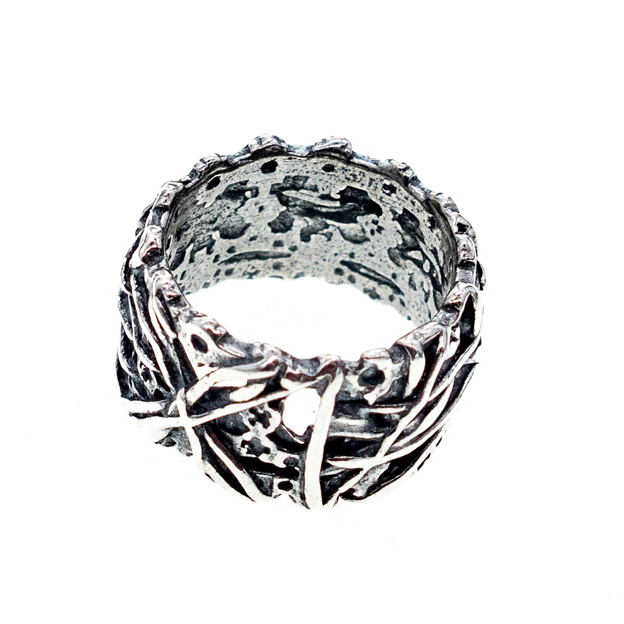 Rebel Rebel Textured Band Ring – Sterling Silver – Gem Kingdom