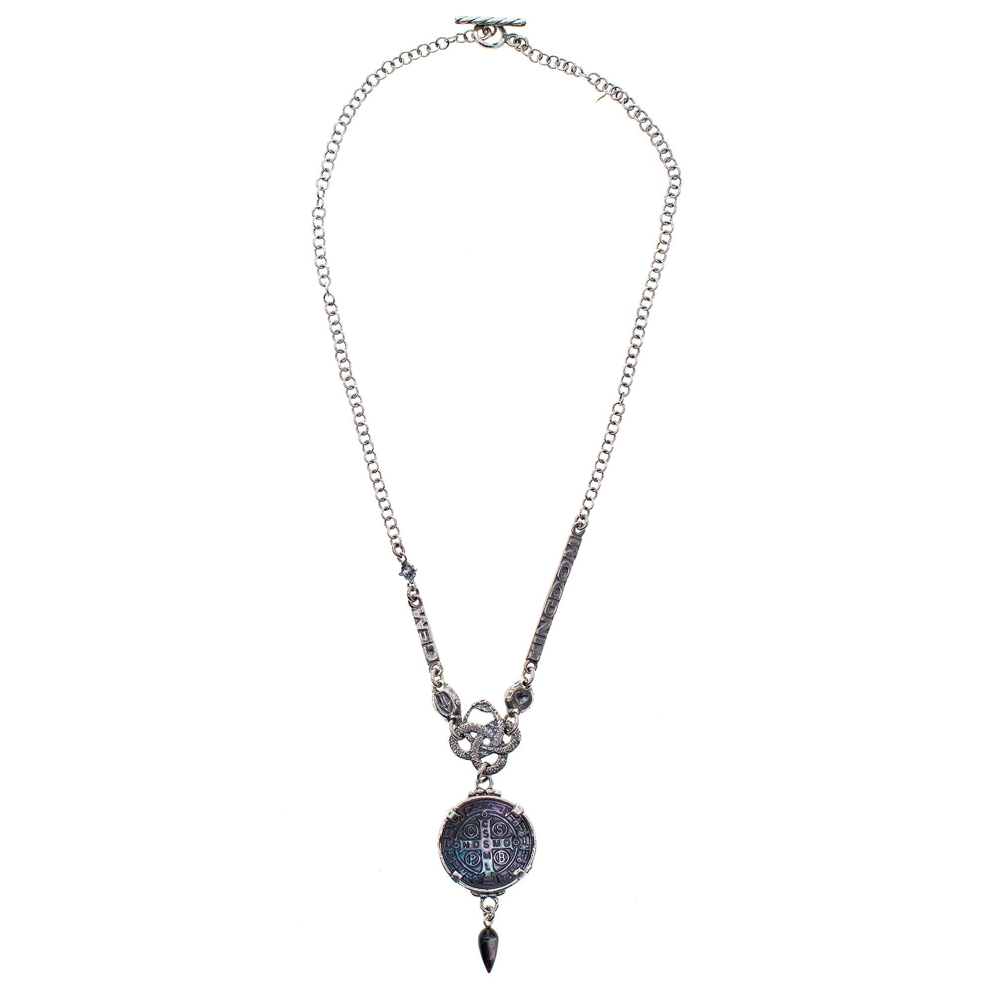 Black Saint Benedicte Medaillion Necklace – Sterling Silver – Gem Kingdom