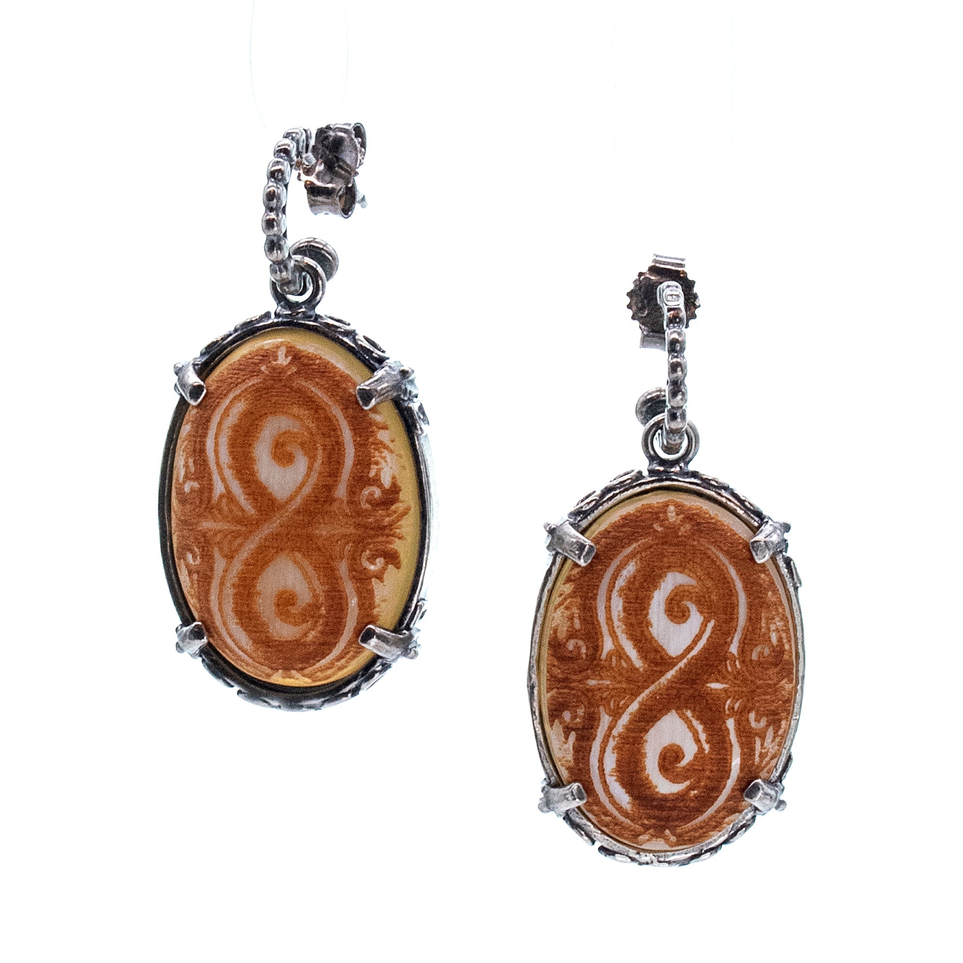 Beige Horn Infinity Earrings – Sterling Silver – Gem Kingdom