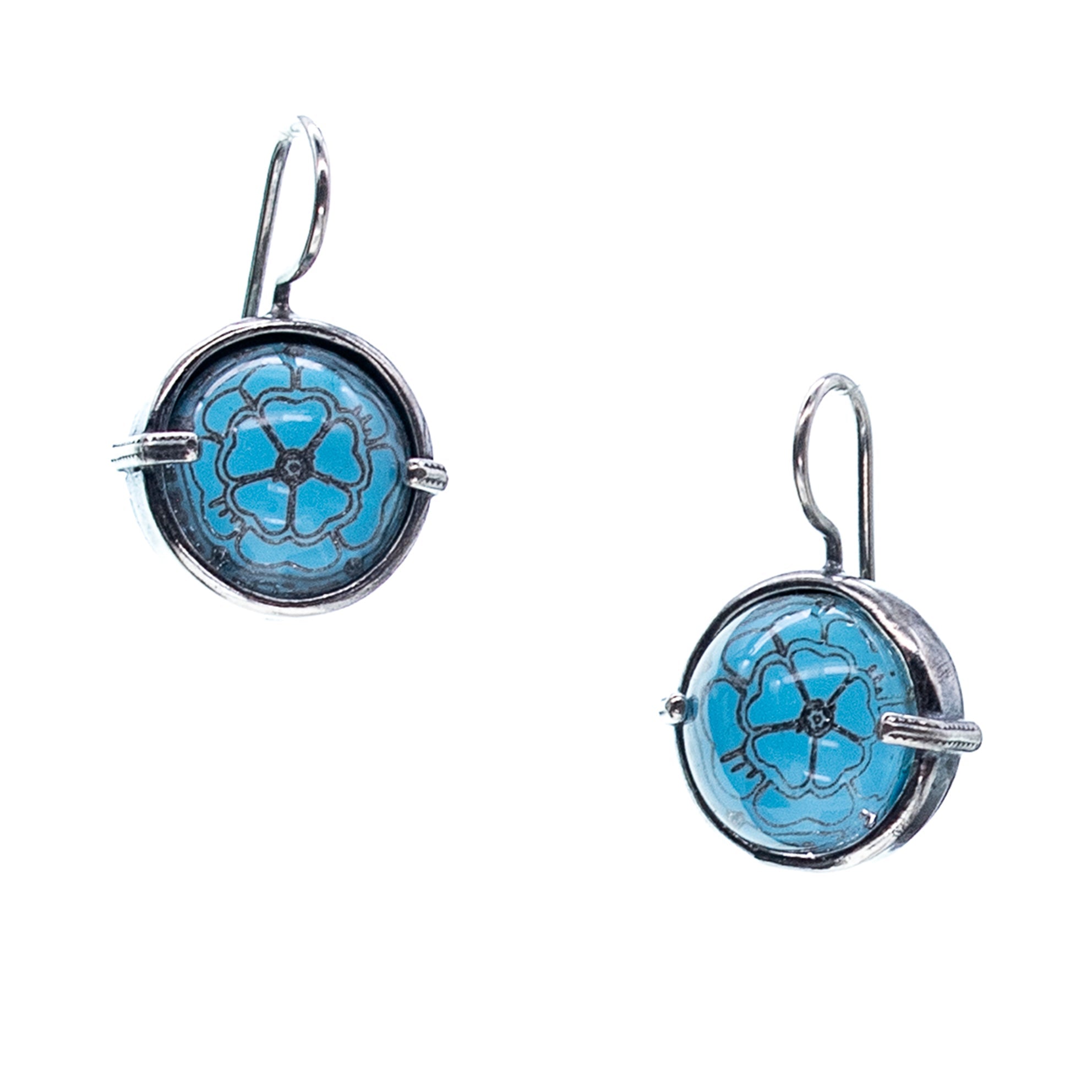 Blue Rose Earrings – Sterling Silver – Gem Kingdom