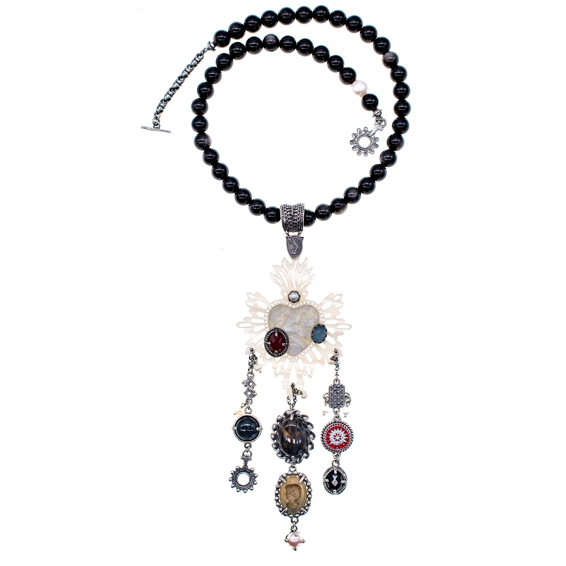 Sacred Heart Statement Necklace – Sterling Silver – Gem Kingdom